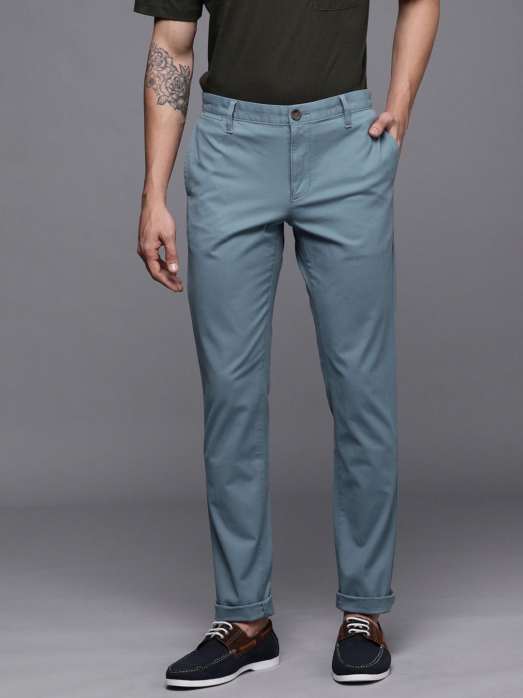 suitltd men blue solid slim fit trousers