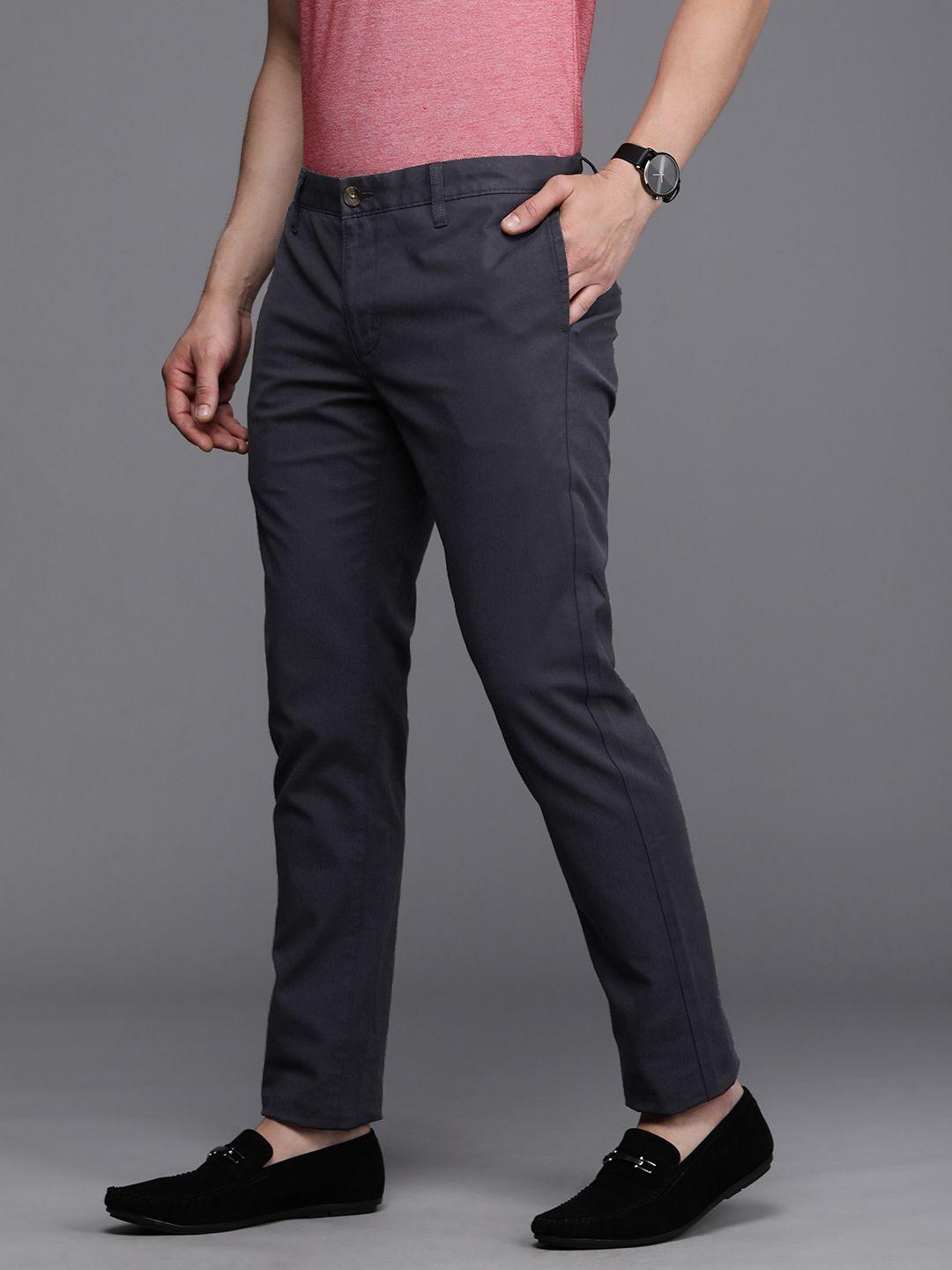 suitltd men navy blue slim fit chinos trousers