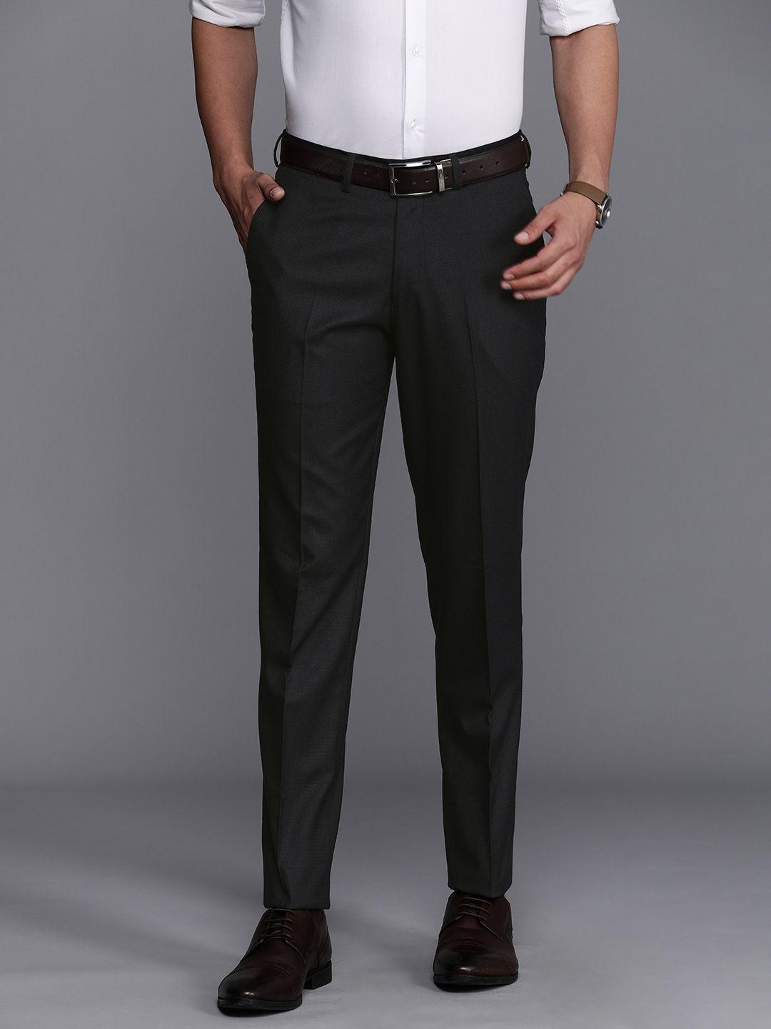 suitltd men smart solid slim fit formal trousers