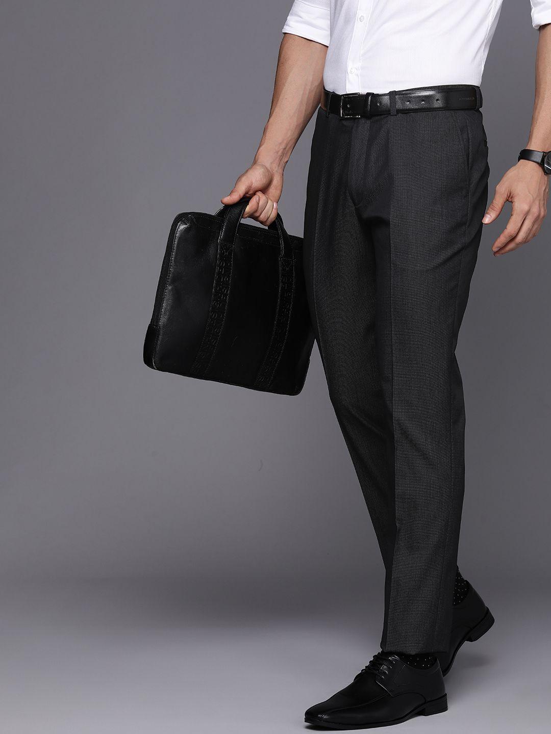 suitltd men smart solid slim fit formal trousers