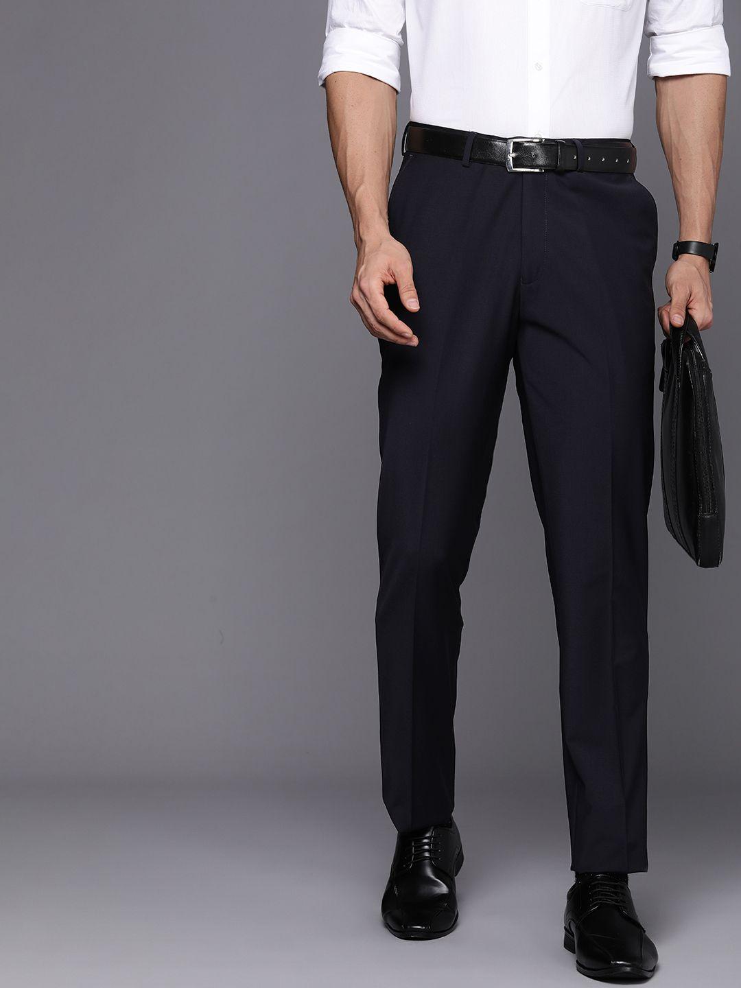 suitltd men smart solid slim fit formal trousers