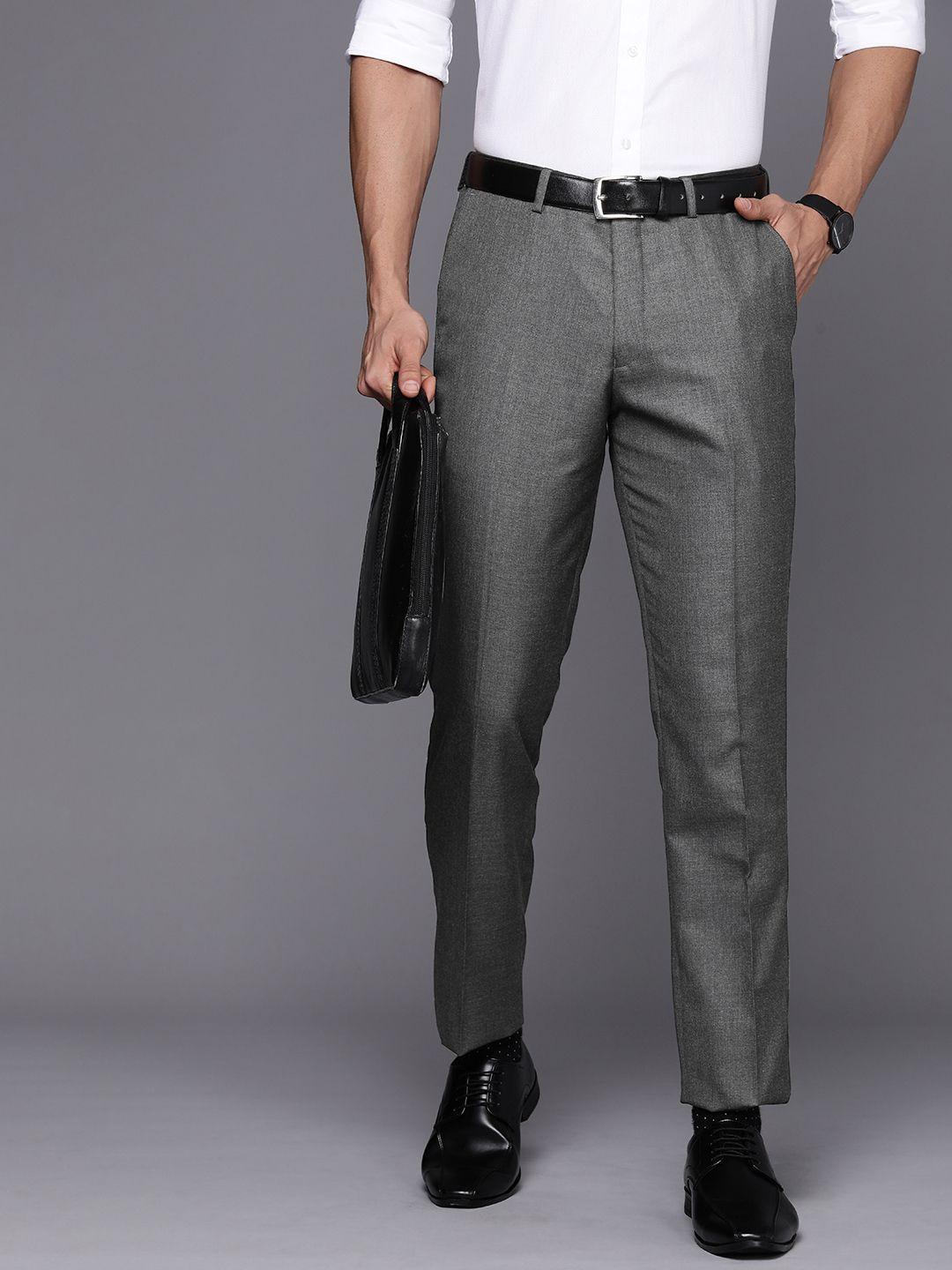 suitltd men smart solid slim fit formal trousers