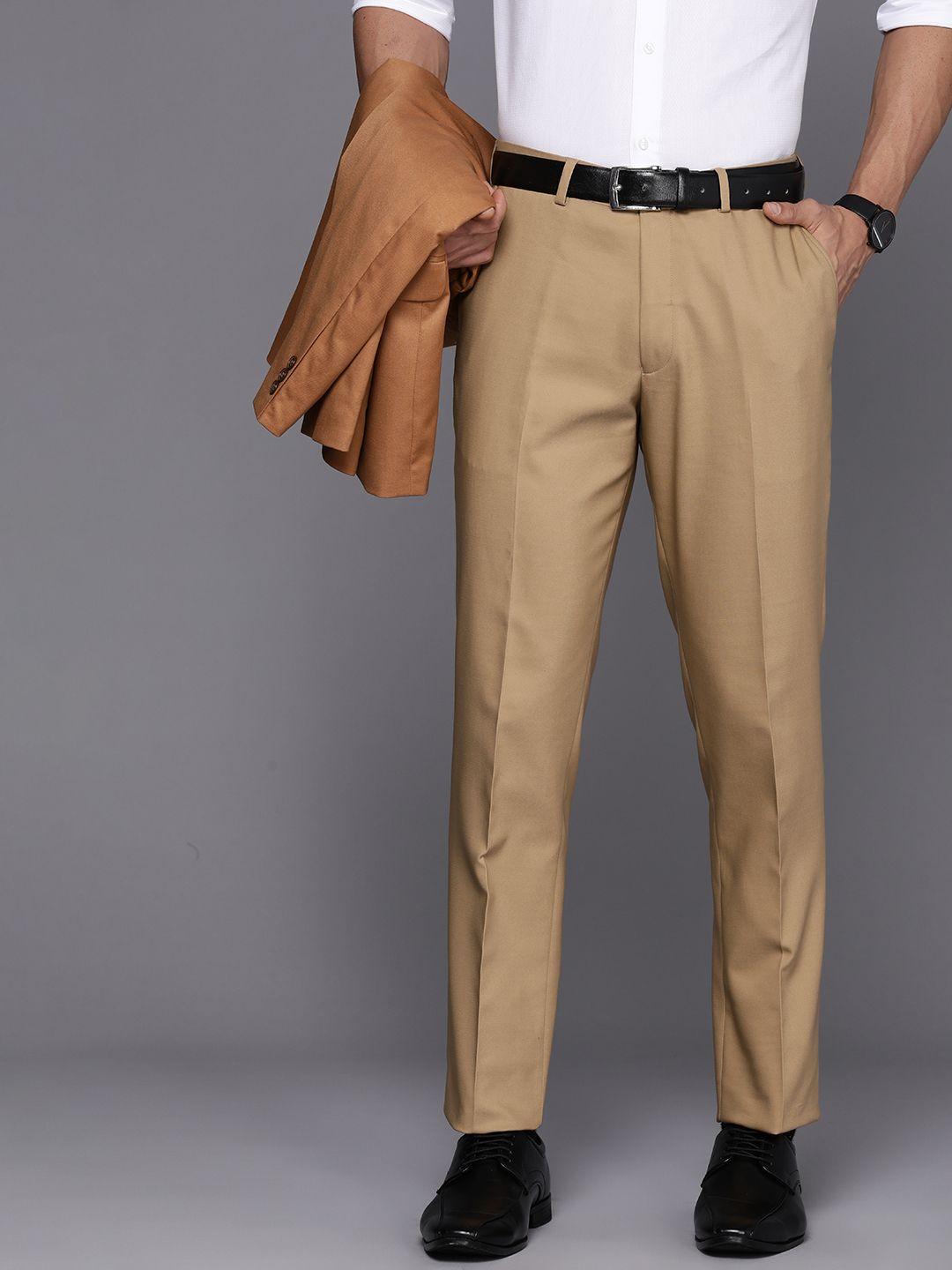 suitltd men smart solid slim fit formal trousers