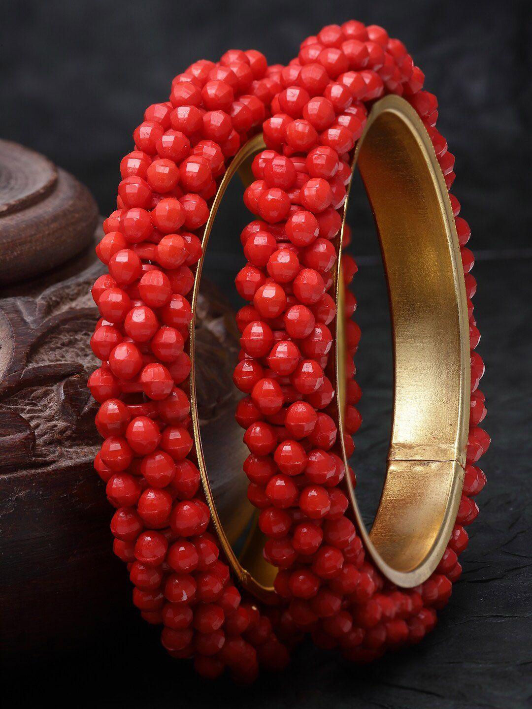 sukkhi set of 2 gold-plated faux beaded bangles