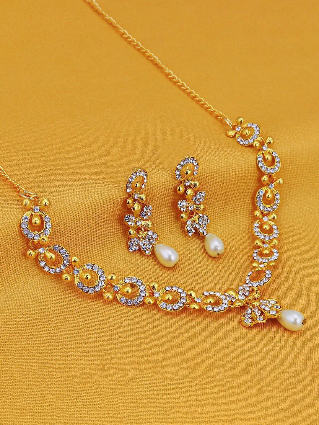 sukkhi gold-plated ad-studded jewellery set