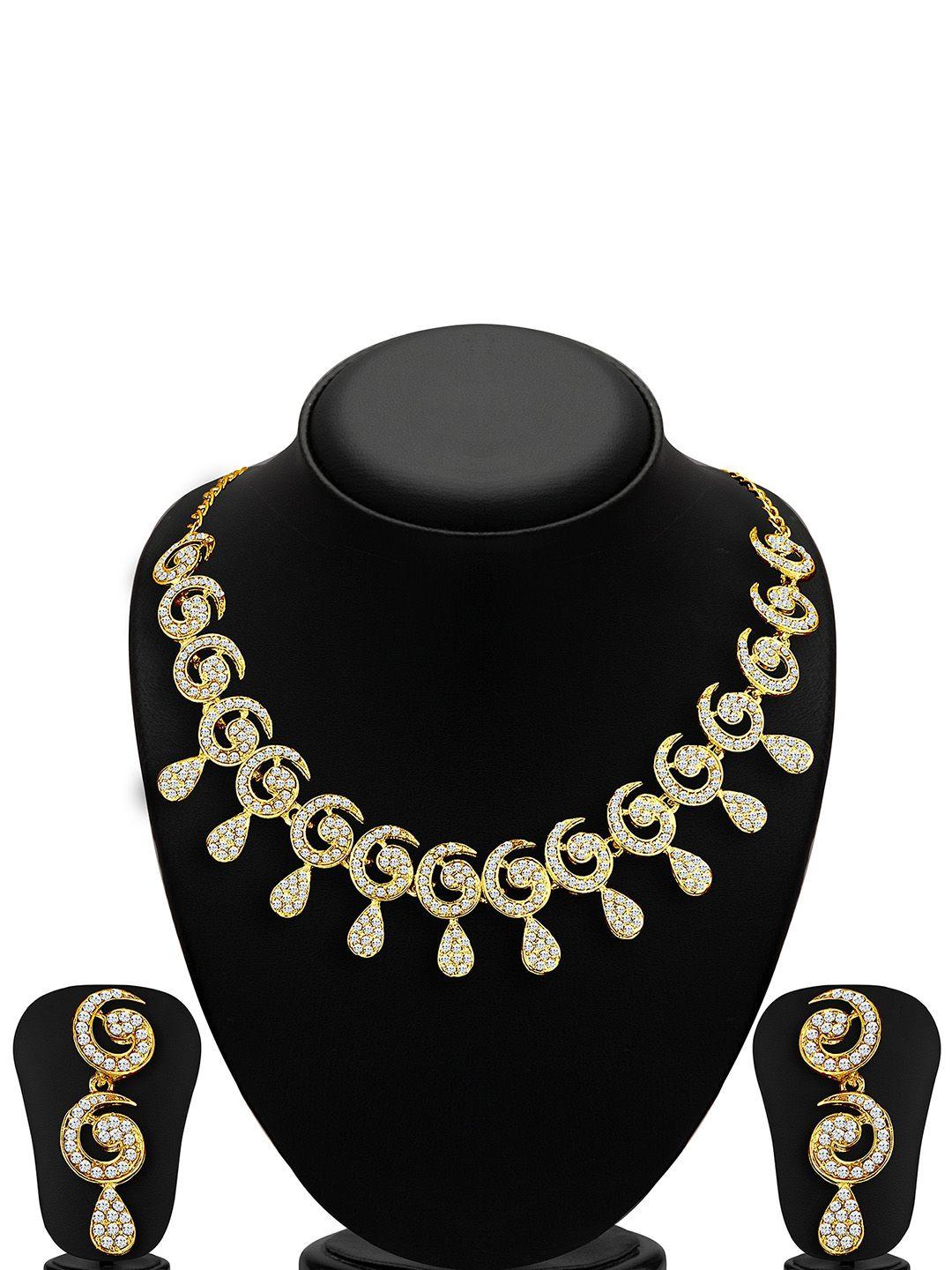 sukkhi gold-plated austrian diamond-studded jewellery set
