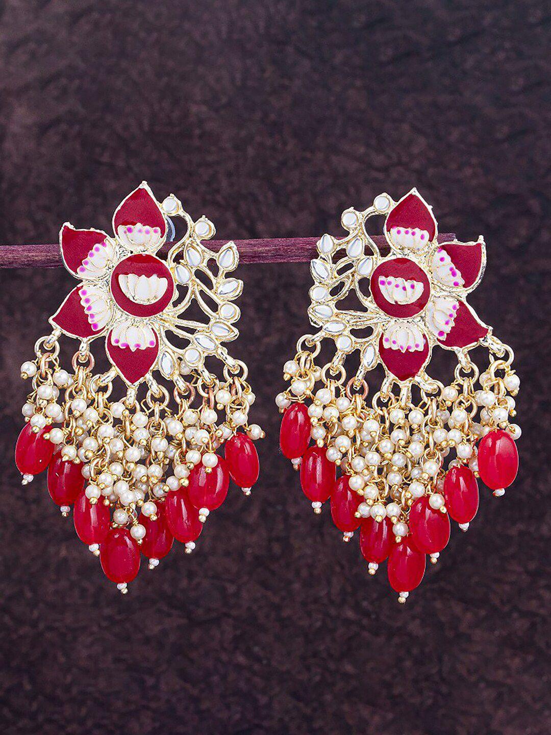 sukkhi gold-plated contemporary drop earrings