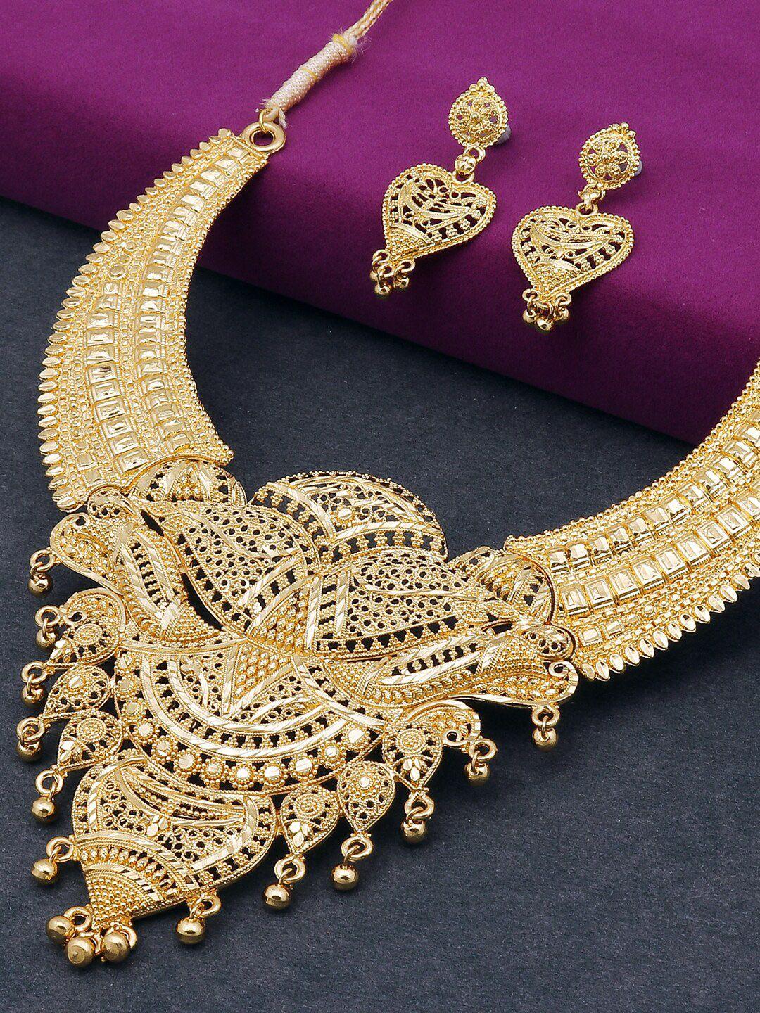 sukkhi gold-plated ethnic motif designed jewellery set