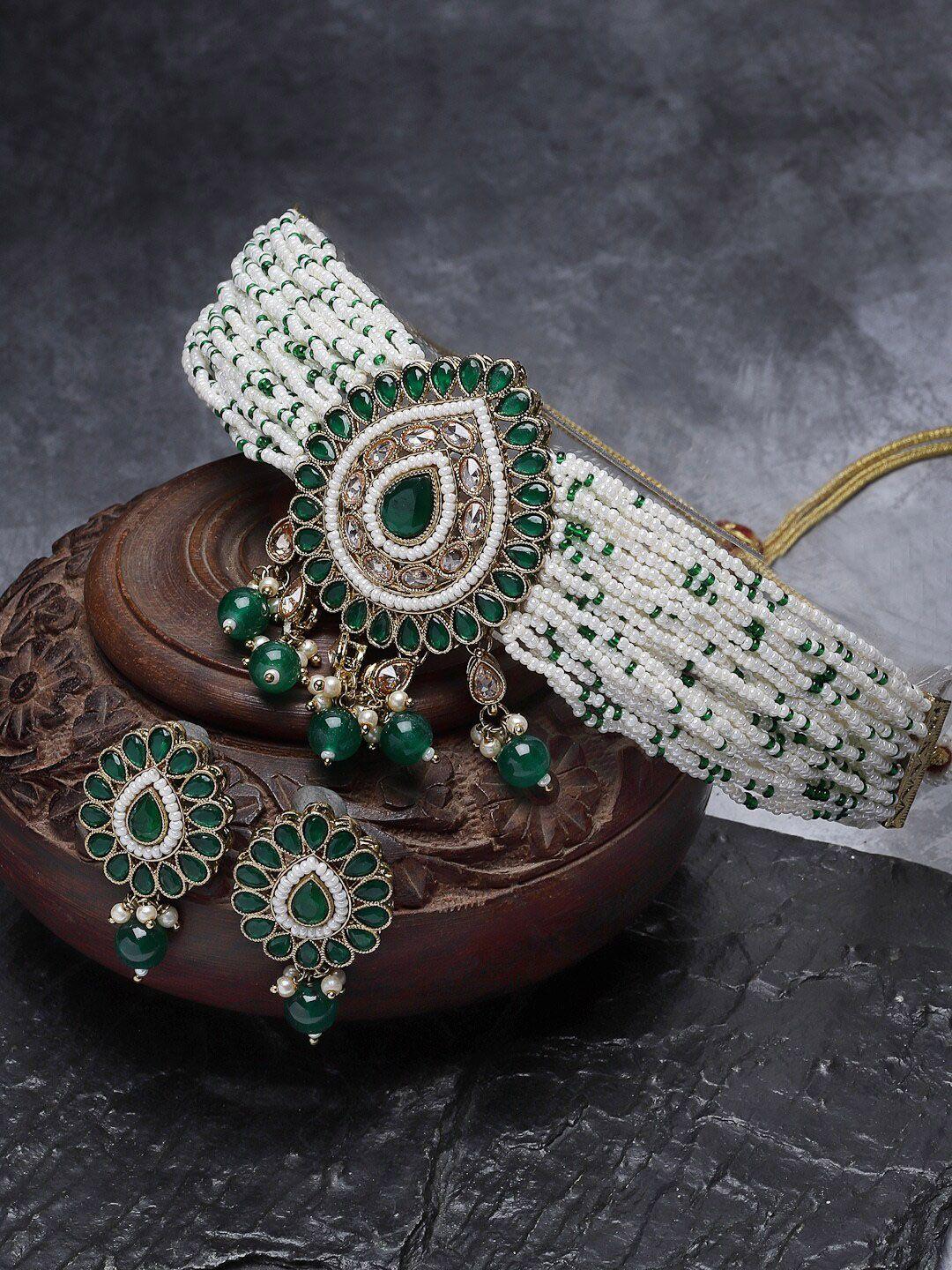 sukkhi gold-plated kundan-studded & beaded jewelleryset