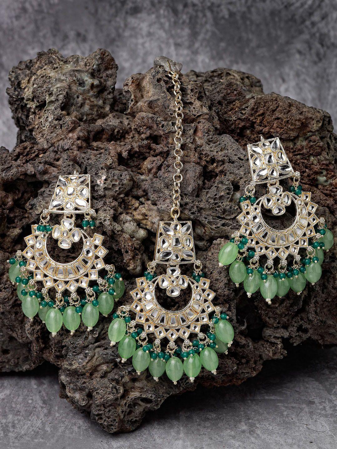 sukkhi gold plated kundan studded  & beaded jewellery set
