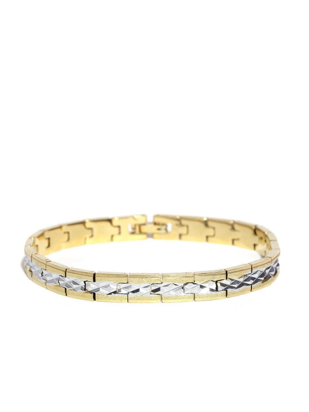 sukkhi men gold-toned & silver-toned alloy gold-plated charm bracelet