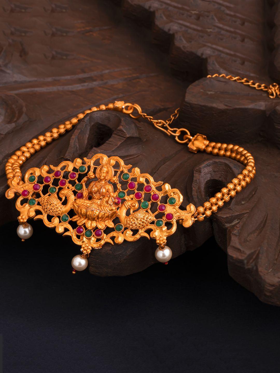 sukkhi pink gold-plated temple armlet bracelet
