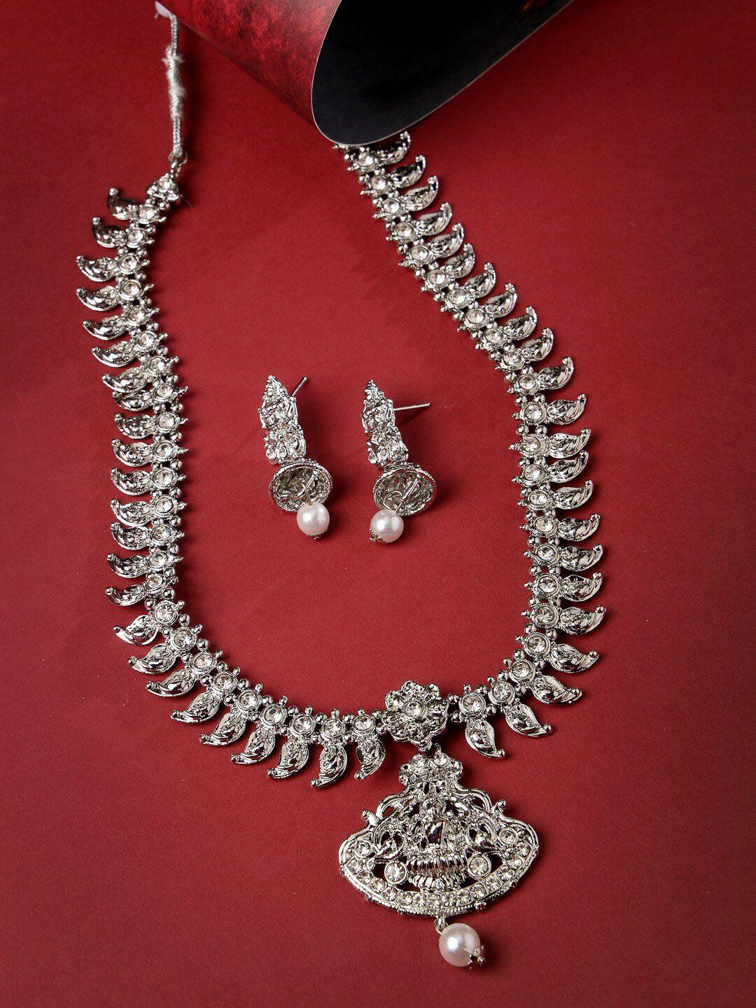sukkhi rhodium plated & ad studded jewellery set
