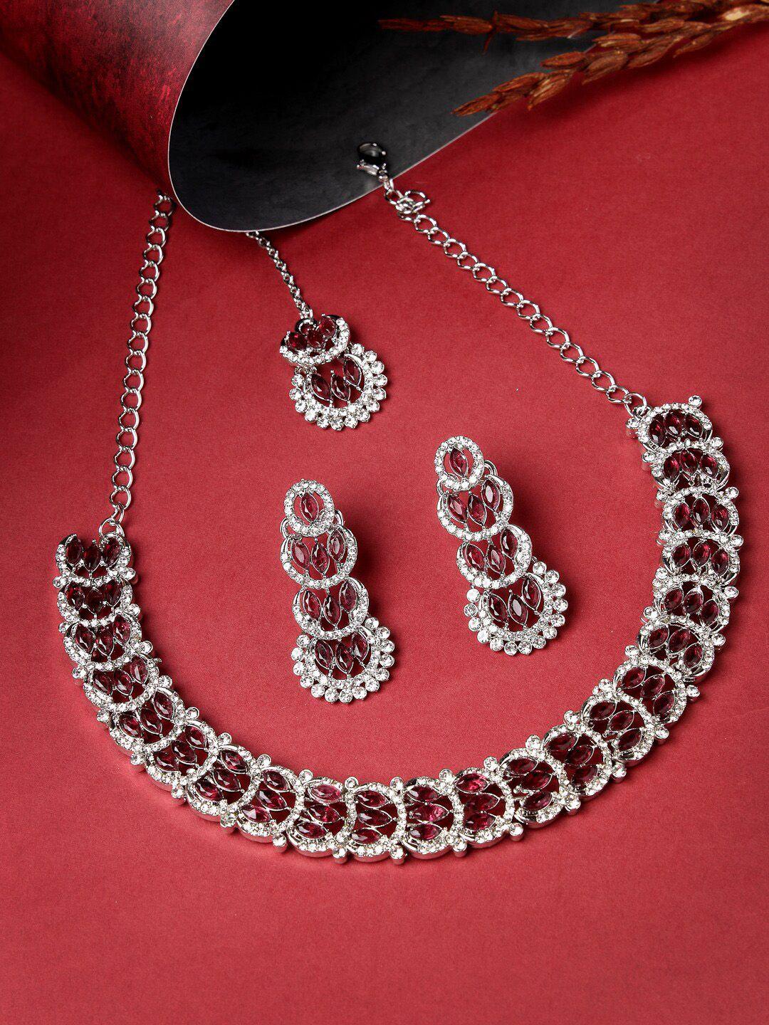 sukkhi rhodium plated & ad studded jewellery set