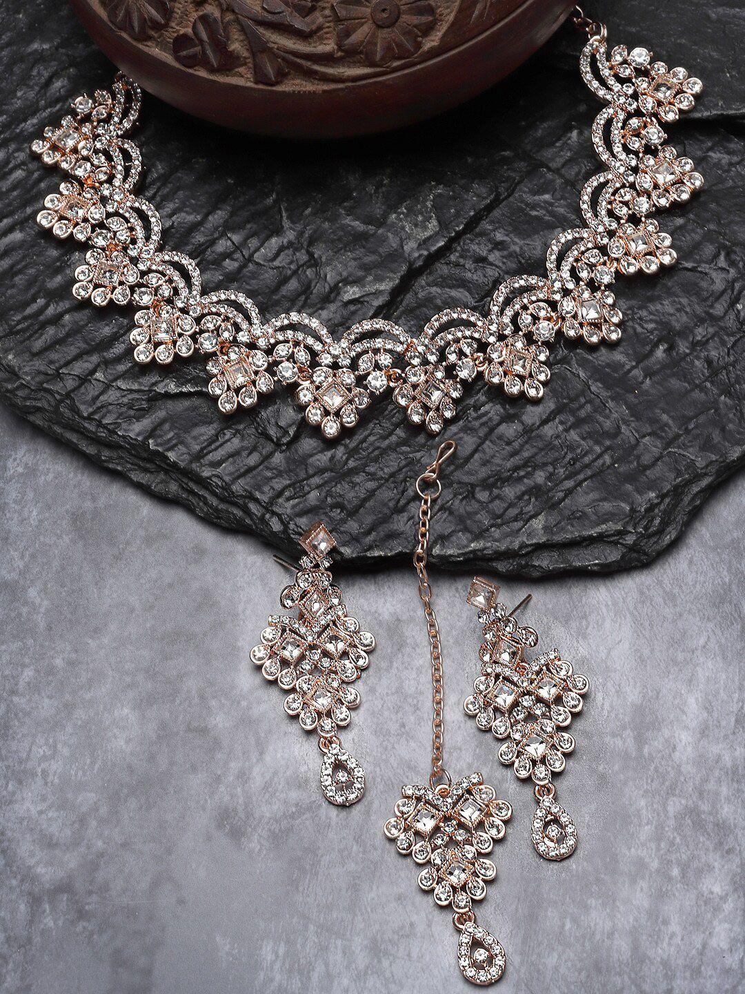 sukkhi rose gold-plated ad-studded jewellery set