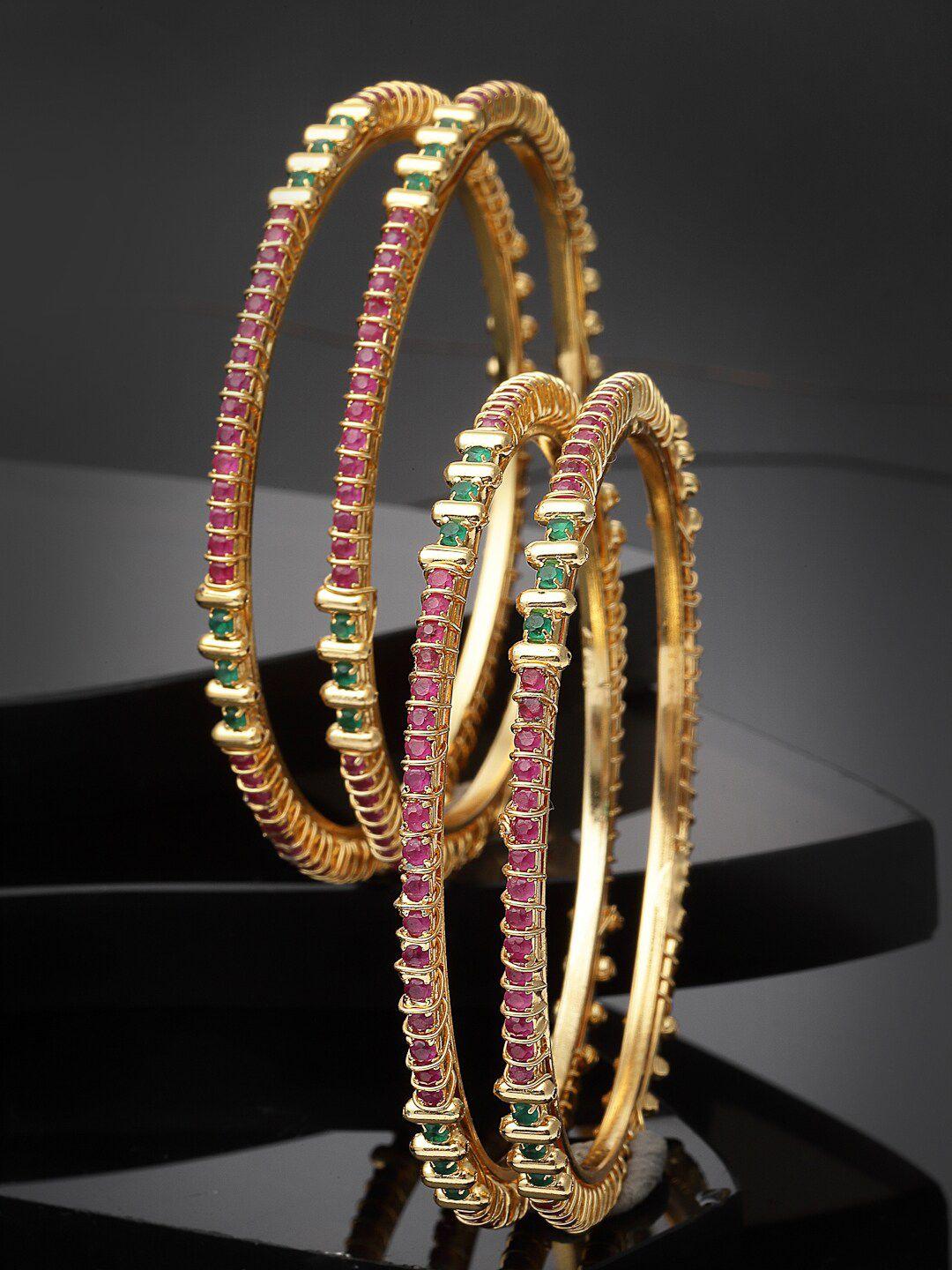 sukkhi set of 4 gold plated stones studded bracelet bangles