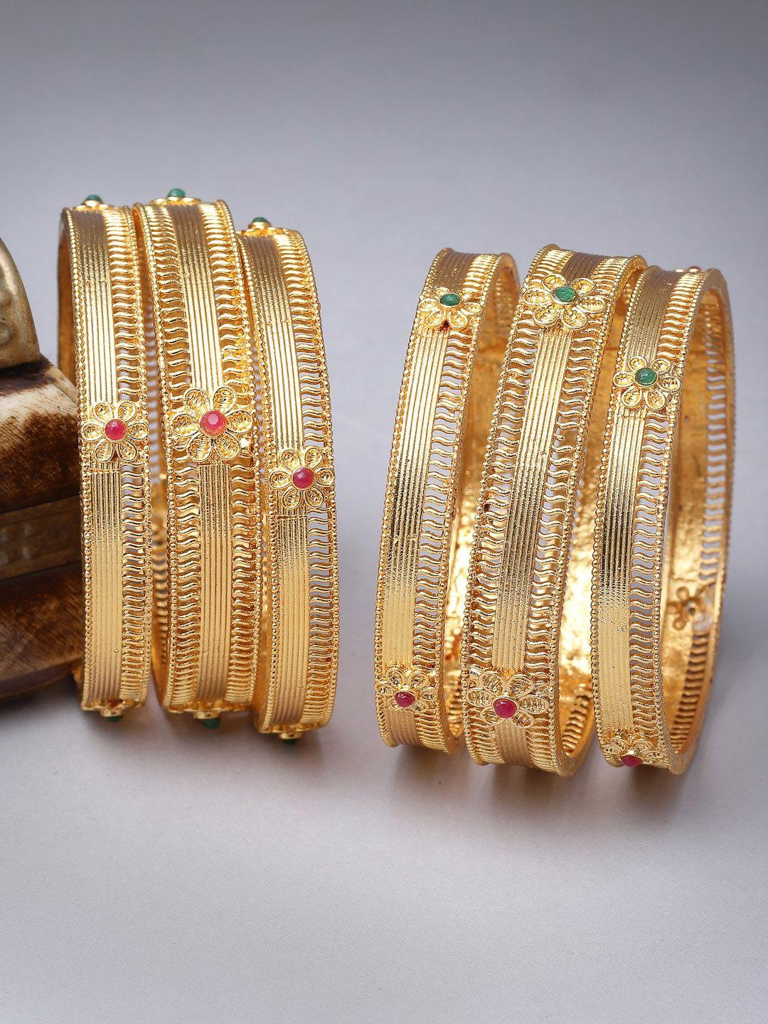 sukkhi set of 6 gold-plated bangles