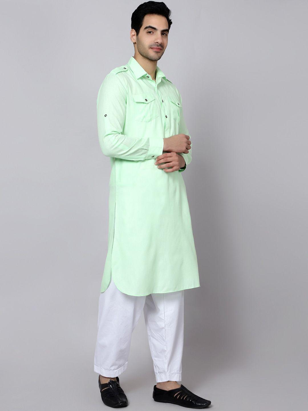 sultan the king of kurta men green regular kurta with pyjamas