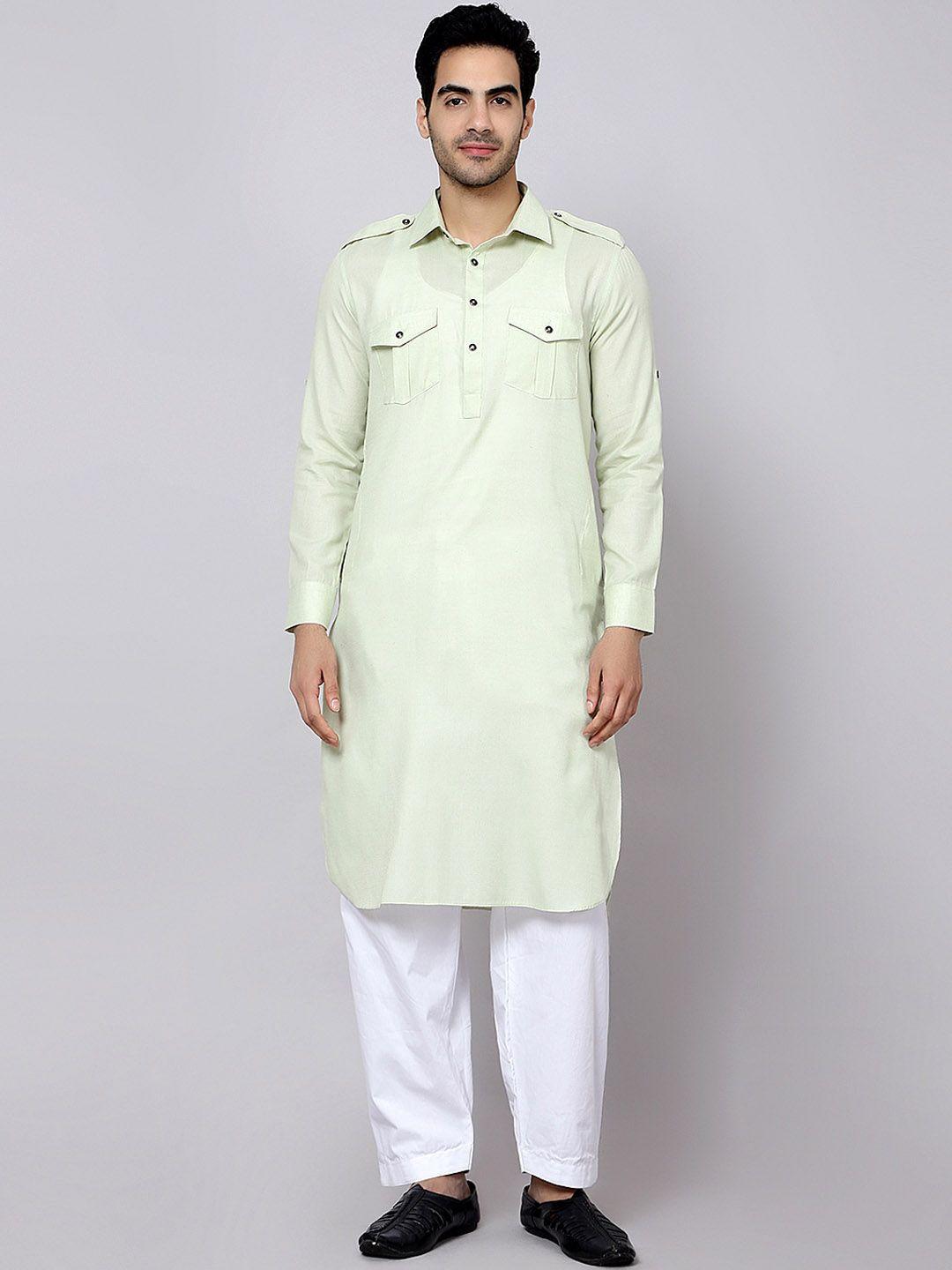 sultan the king of kurta men green regular kurta with pyjamas