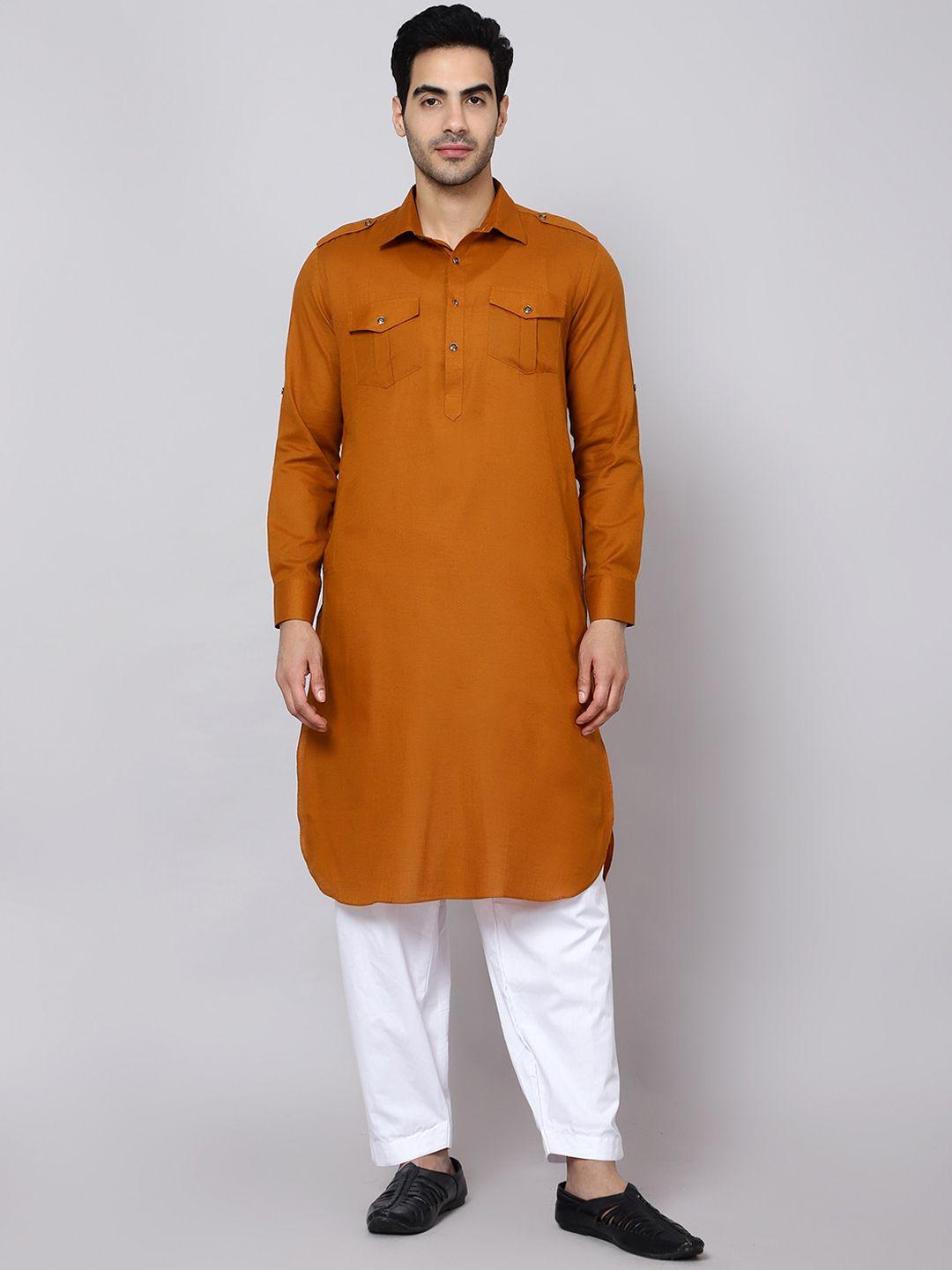 sultan the king of kurta men rust regular kurta with pyjamas