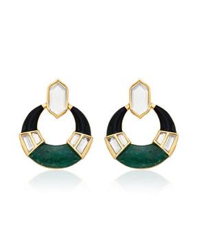 sultana green quartz mirror dropp earrings