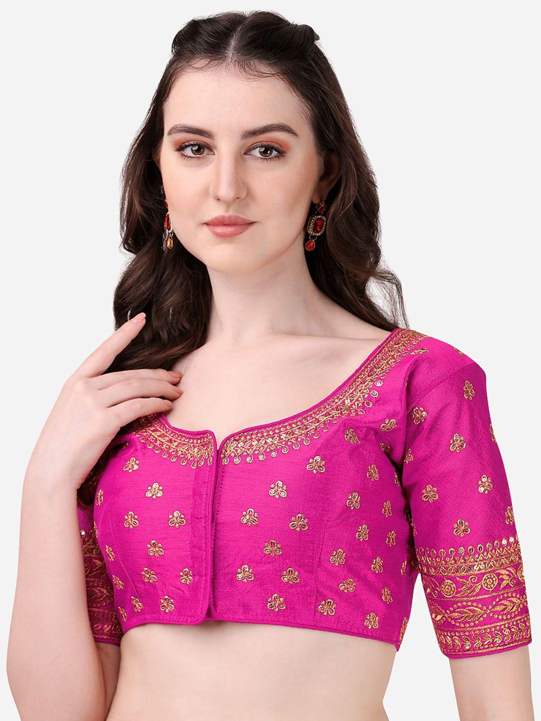 sumaira tex  pink embroidered saree blouse