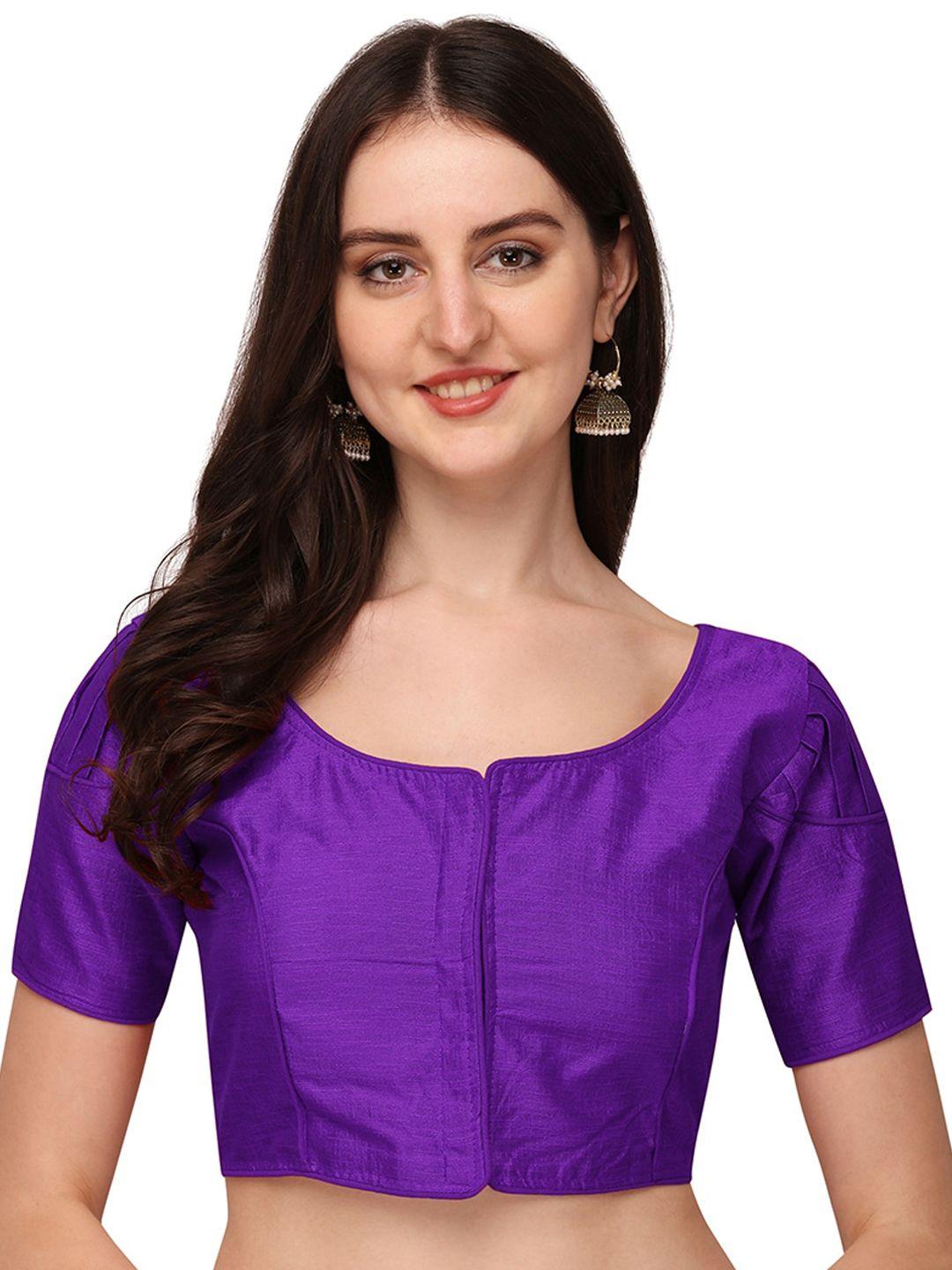 sumaira tex women purple solid saree blouse