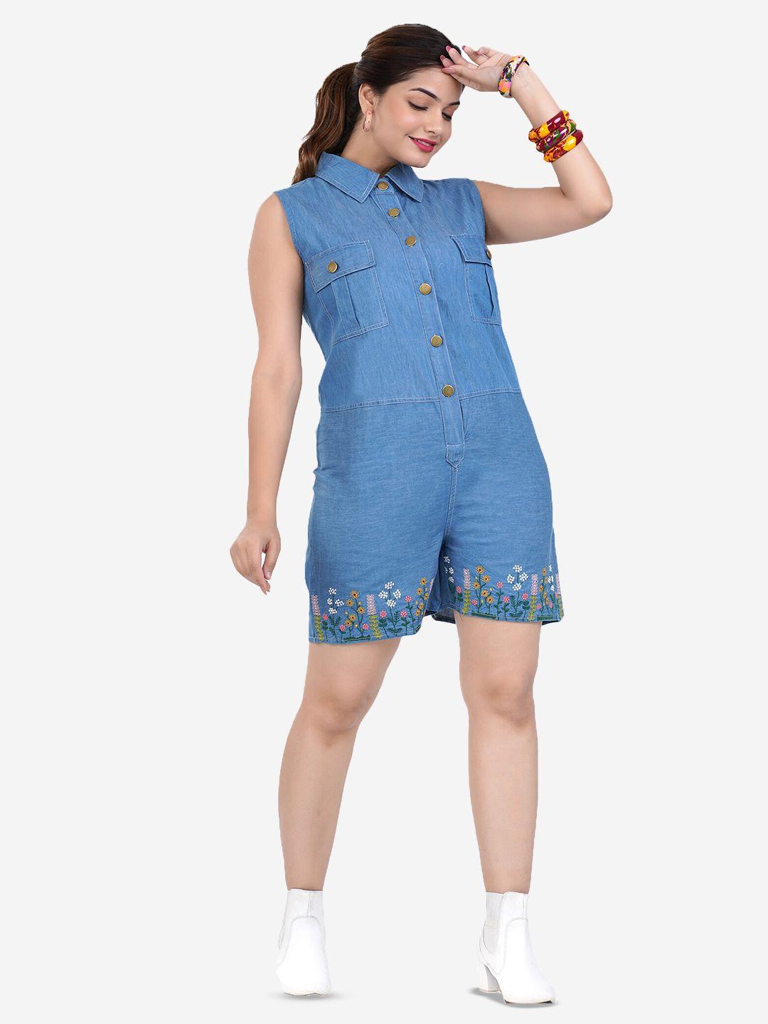 sumavi-fashion blue denim shirt dress