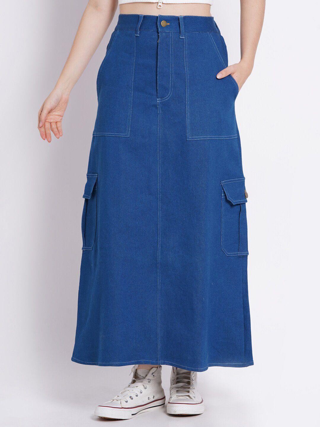 sumavi-fashion denim corduroy straight maxi skirt