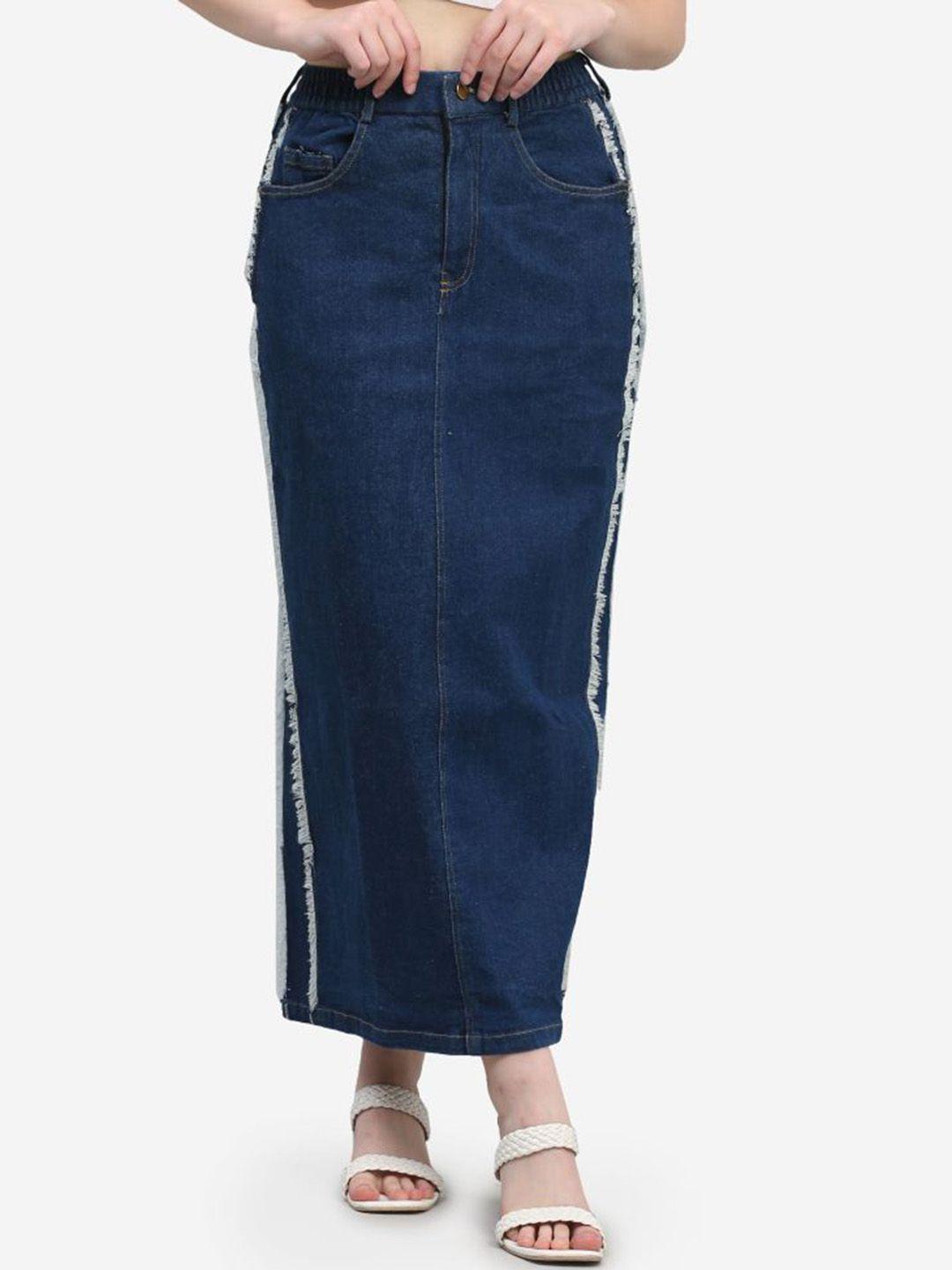 sumavi-fashion denim maxi pencil skirt