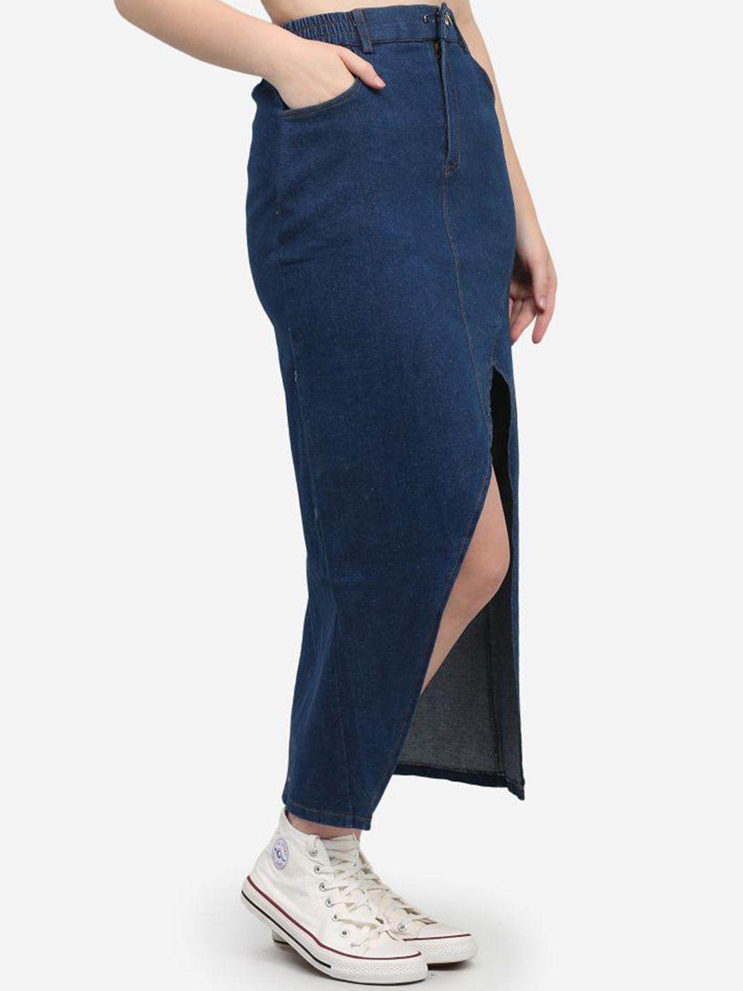 sumavi-fashion denim maxi pencil skirt