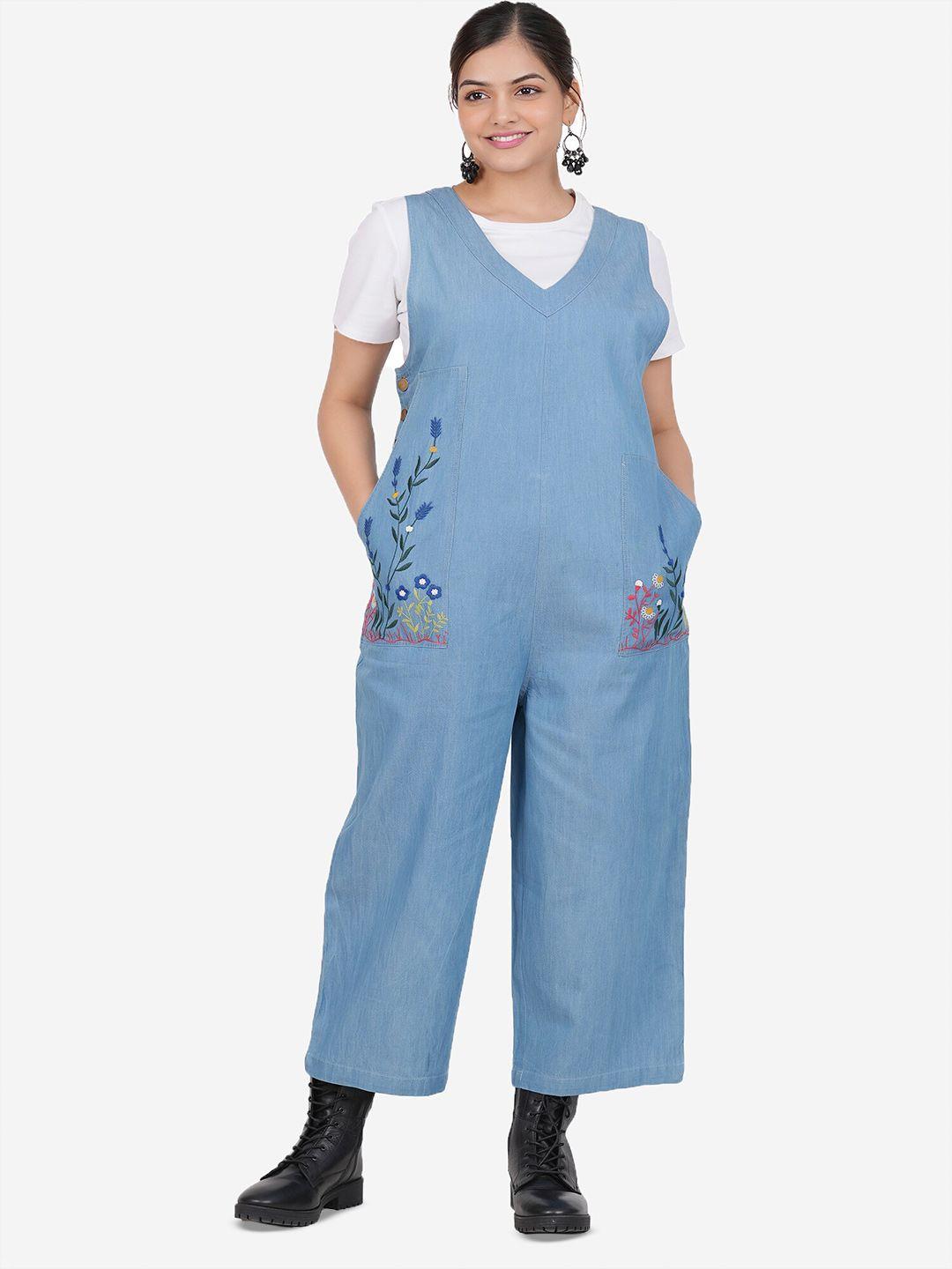 sumavi-fashion embroidered sleeveless organic cotton basic jumpsuit