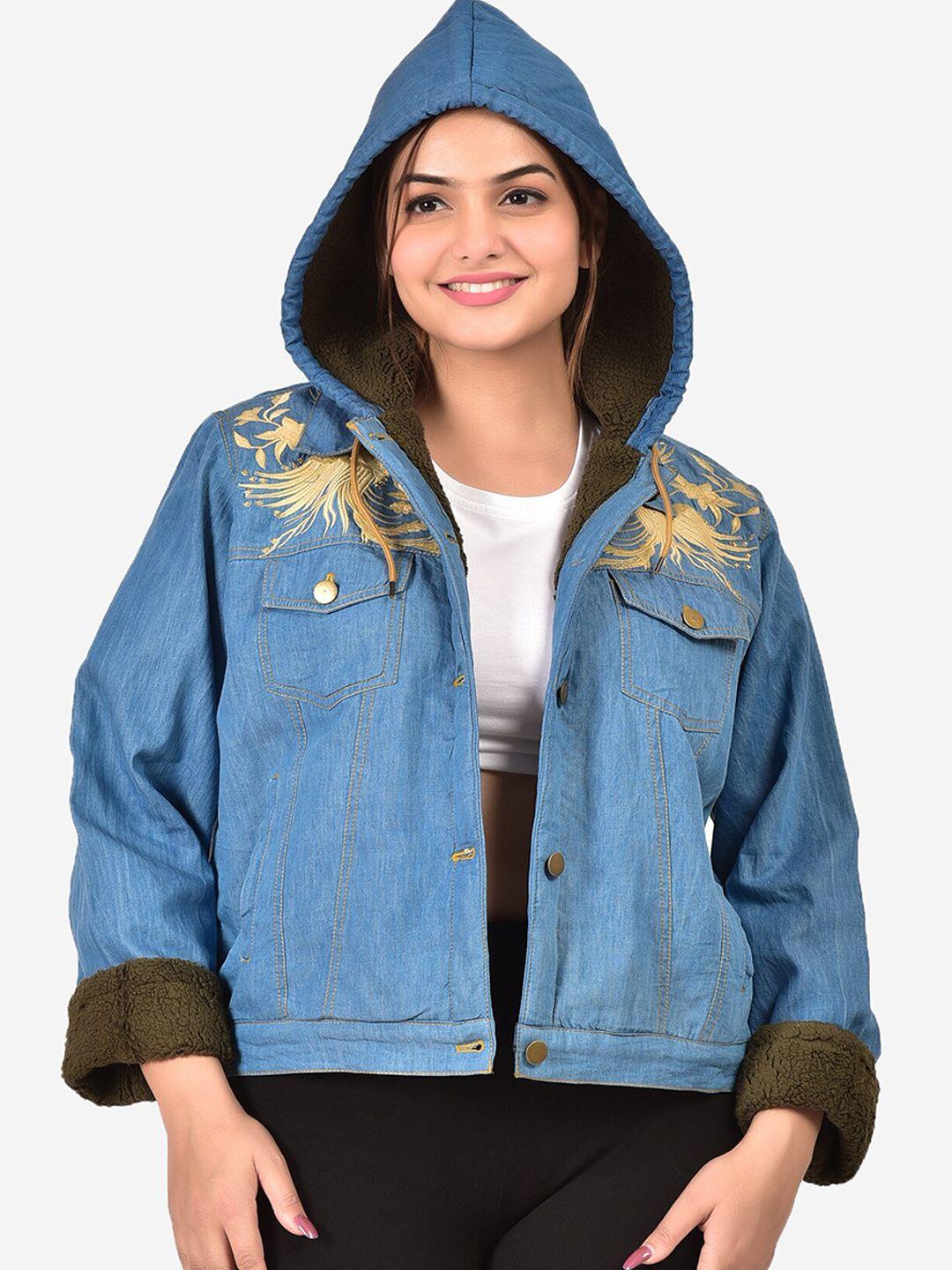 sumavi-fashion hooded denim jacket with embroidery