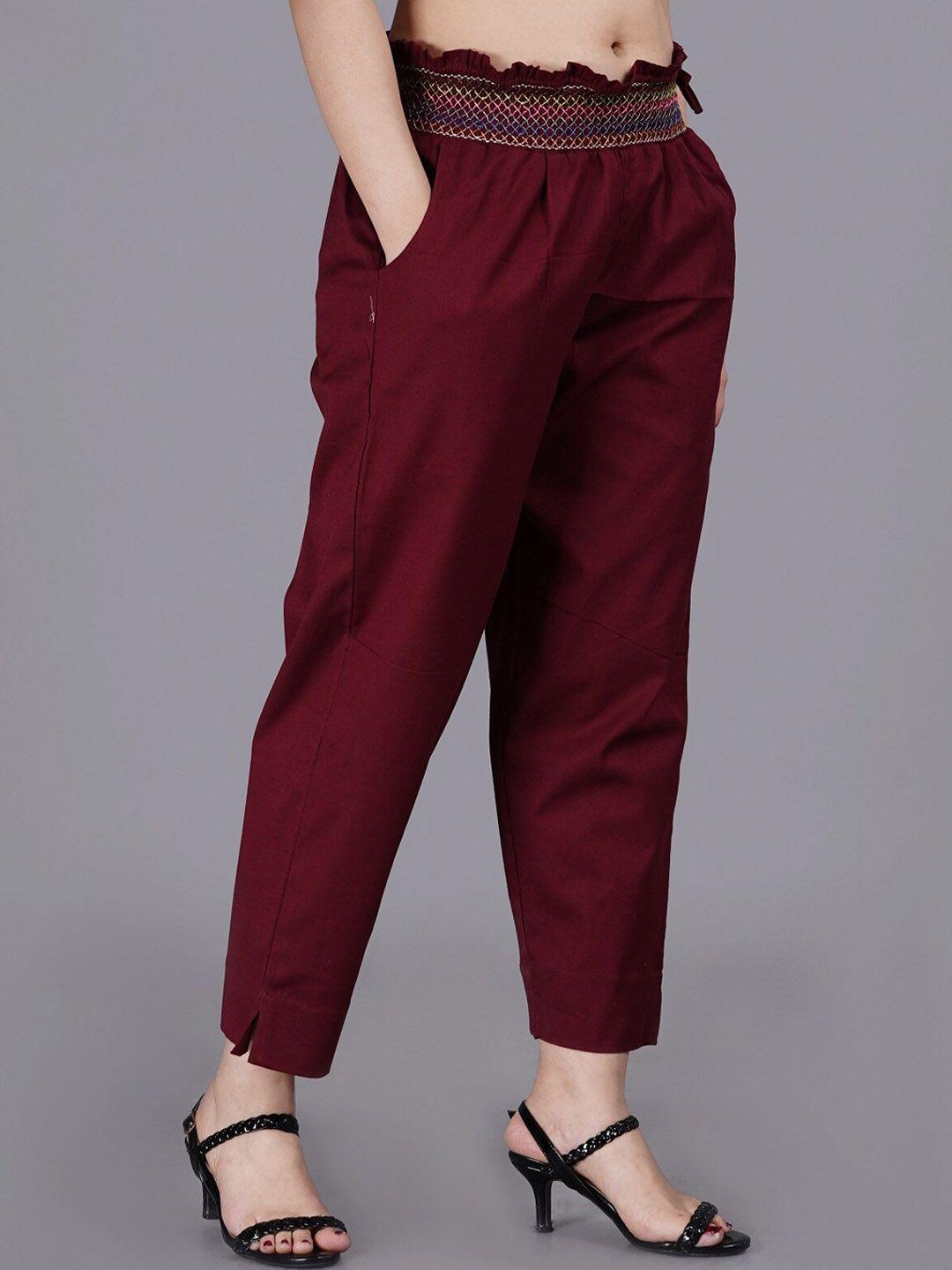 sumavi-fashion women maroon trousers