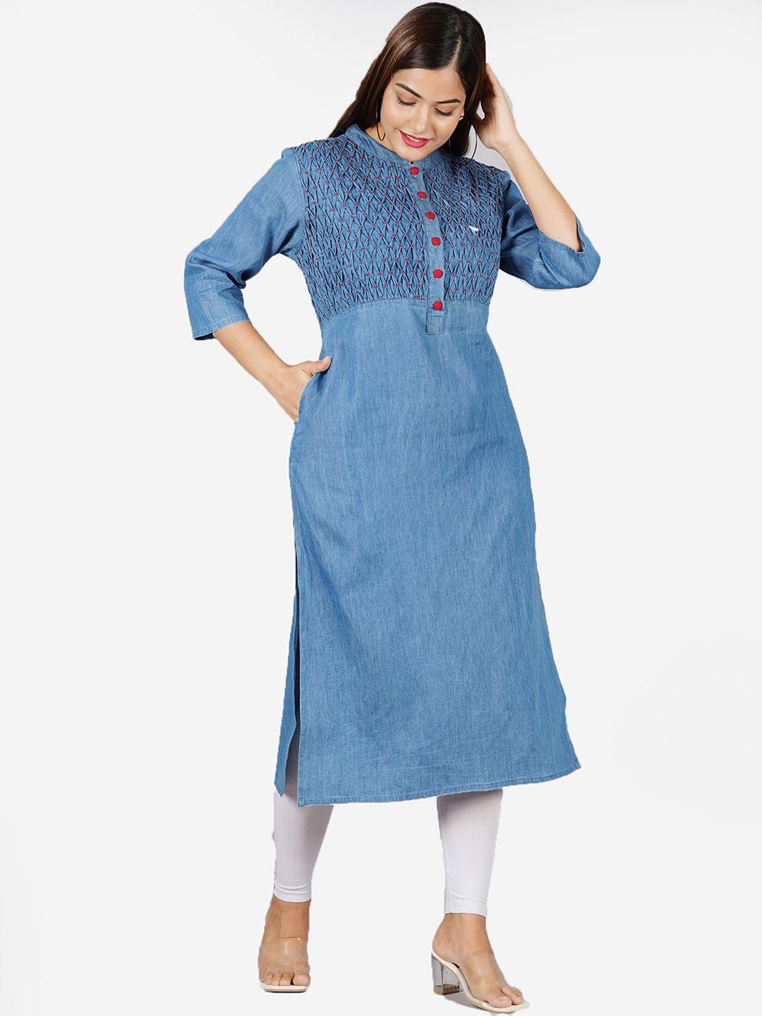 sumavi-fashion yoke design denim kurta