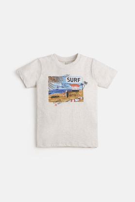 summer vibes cotton t-shirt for boys - oatmeal_melange