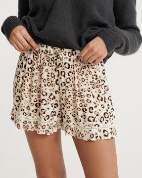 summer beach leopard print shorts with drawcord