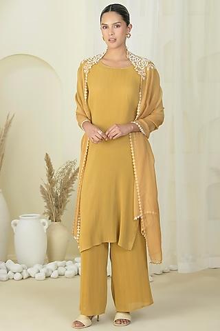 summer gold georgette viscose & polyester kurta set