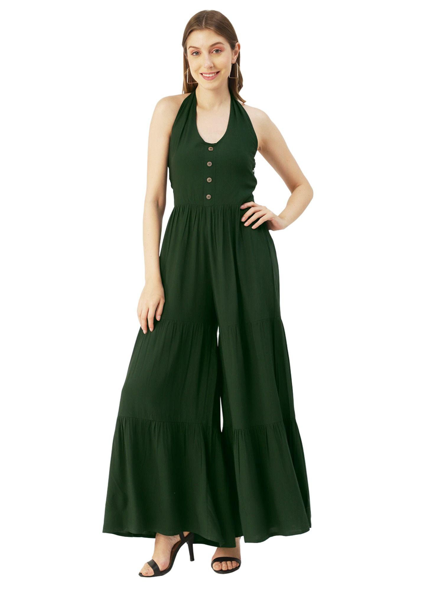 summer halter neck rayon jumpsuit