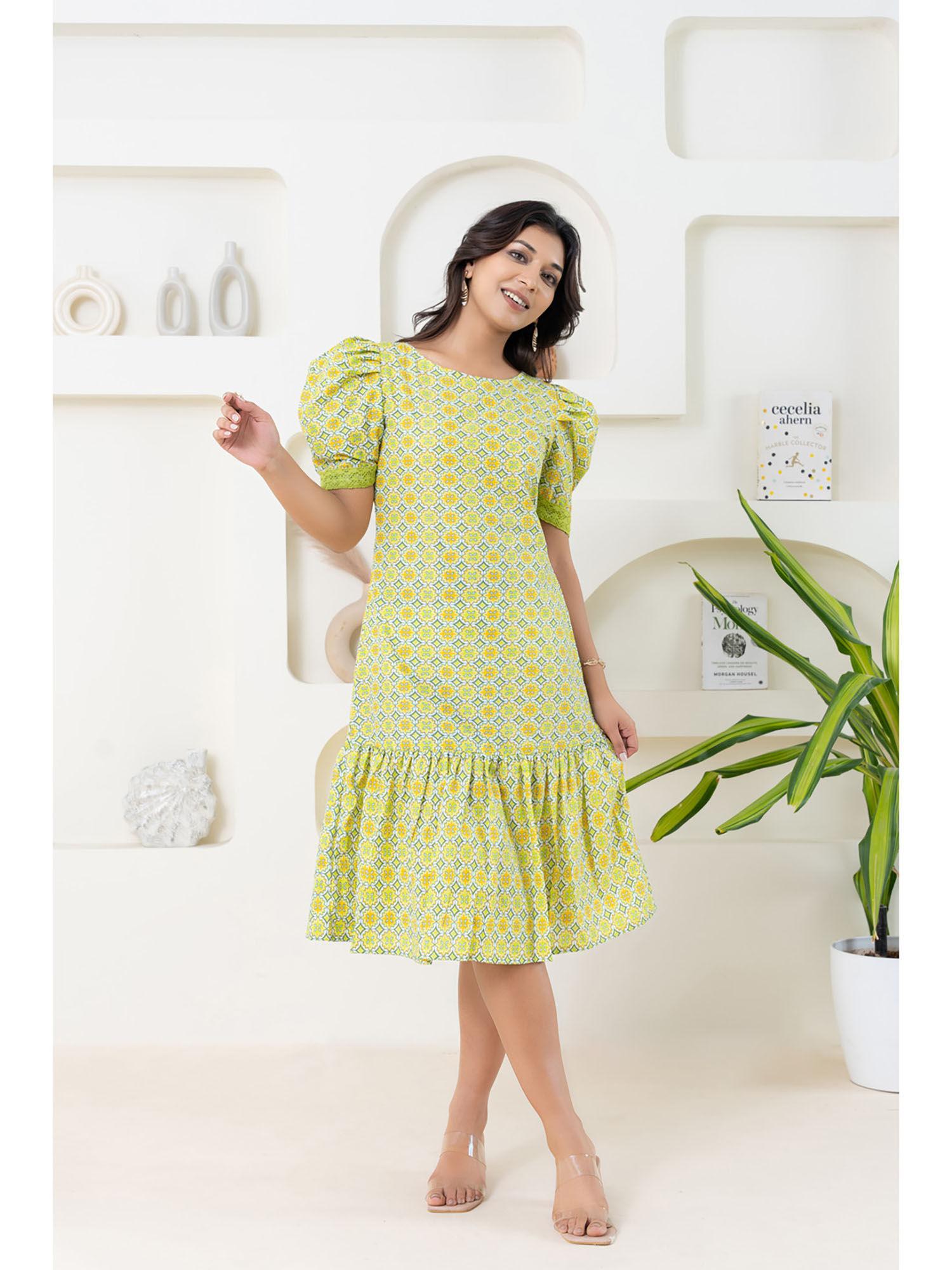 summer love green jaipuri cotton midi dress