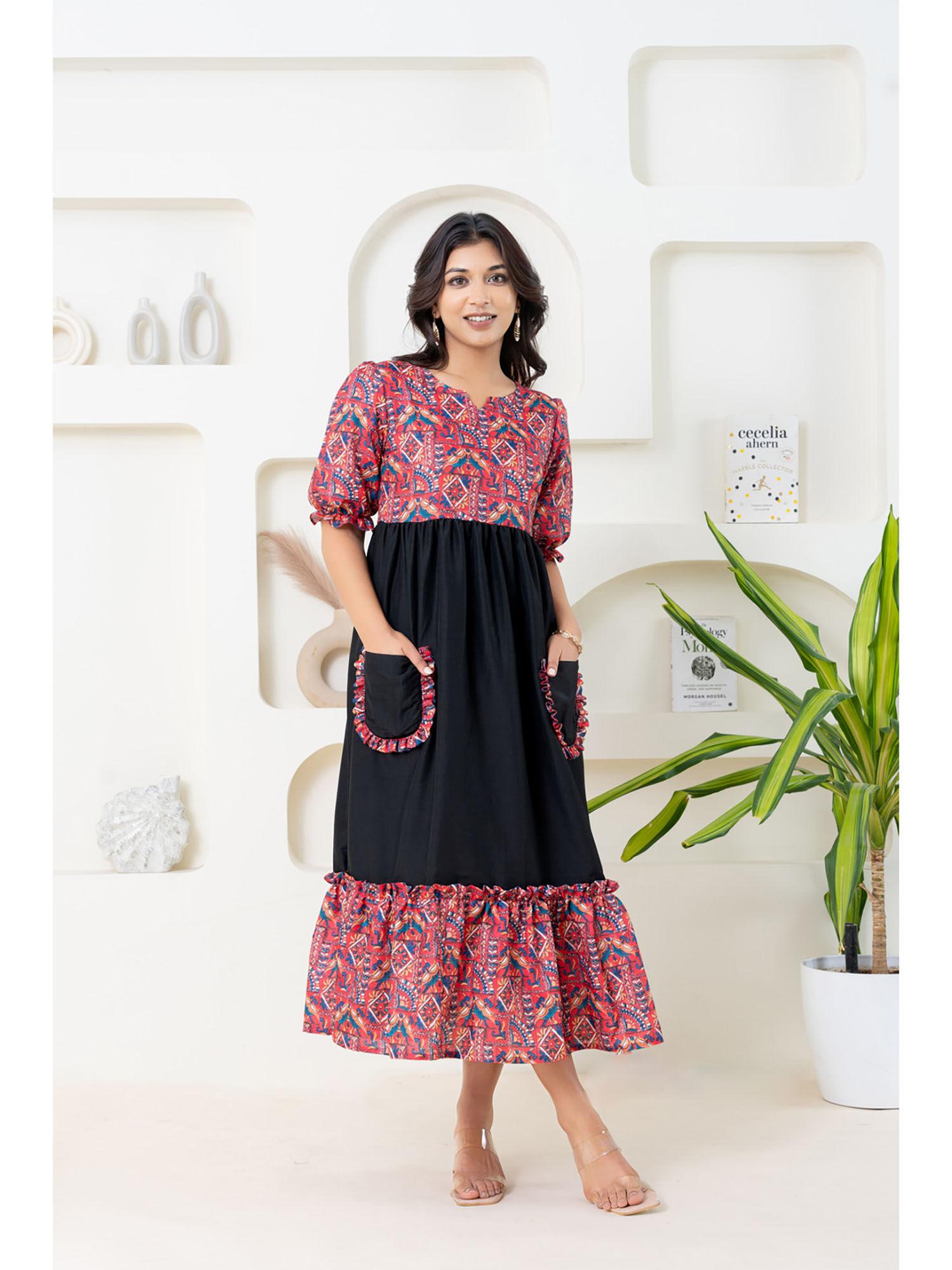 summer love multi-color cotton blend midi dress