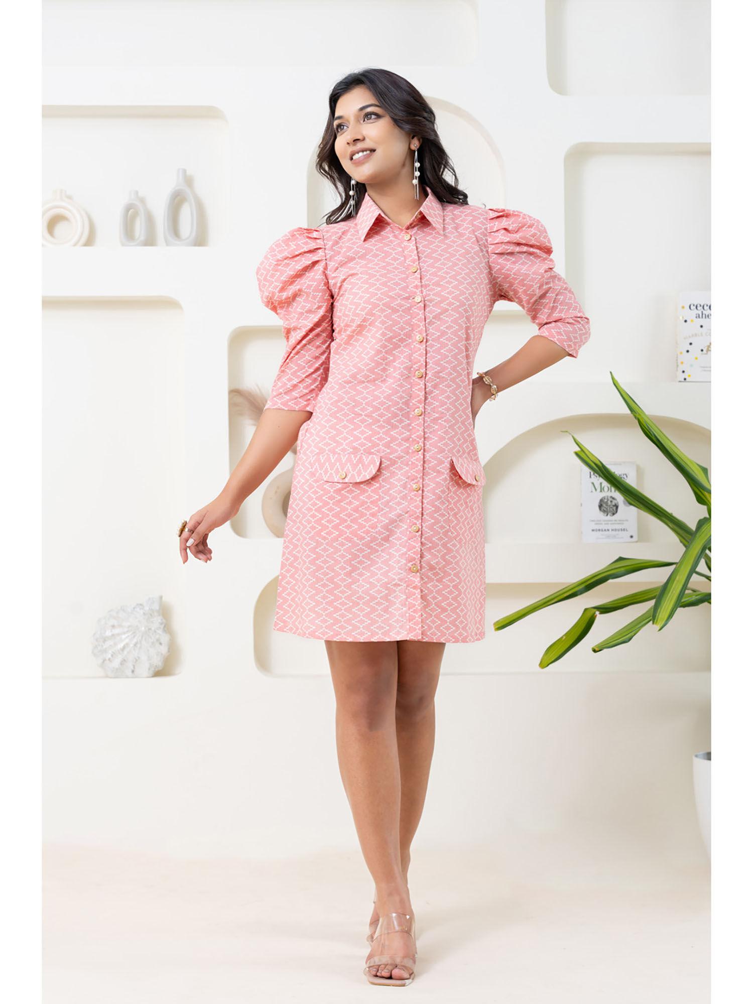 summer love peach jaipuri cotton mini dress