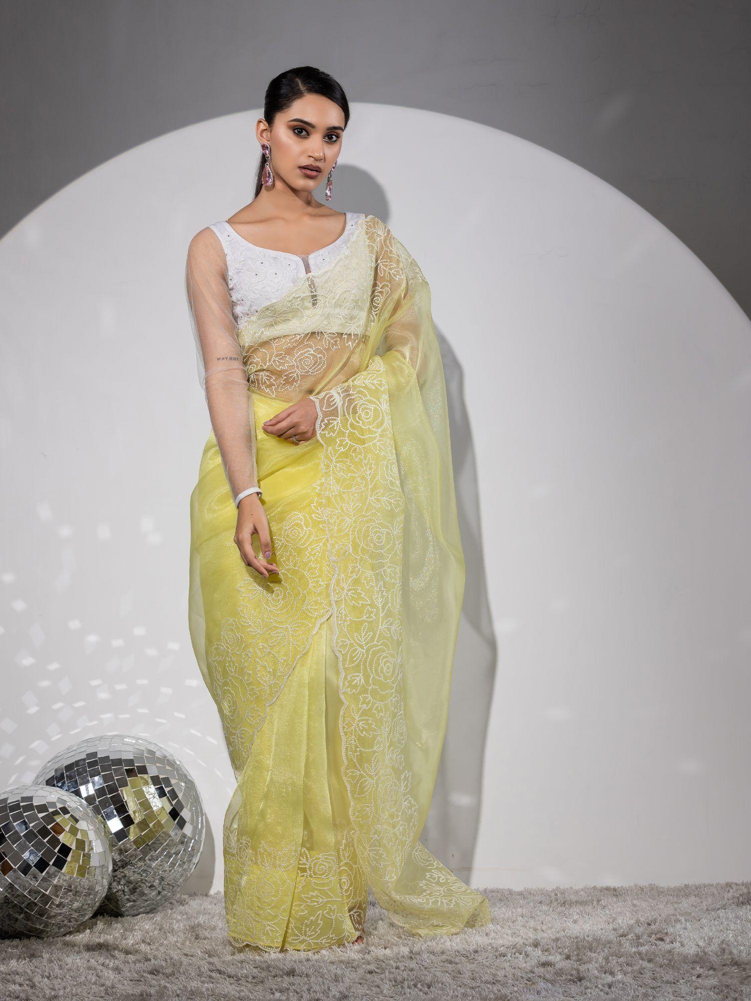 summer sorbet organza embroidered saree