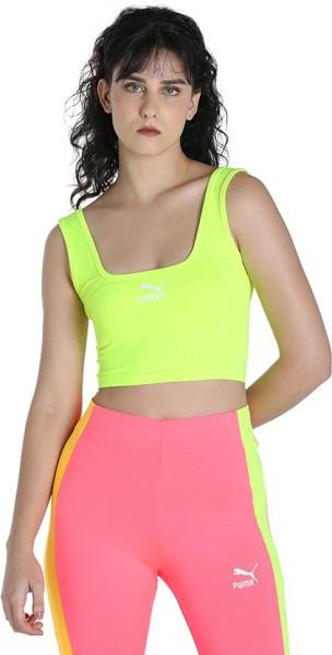 summer squeeze cropped women solid crew neck polyester yellow t-shirt