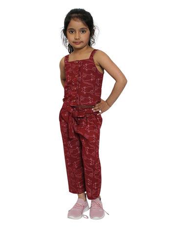 summer wear cat print top and pant for girls (set of 2)