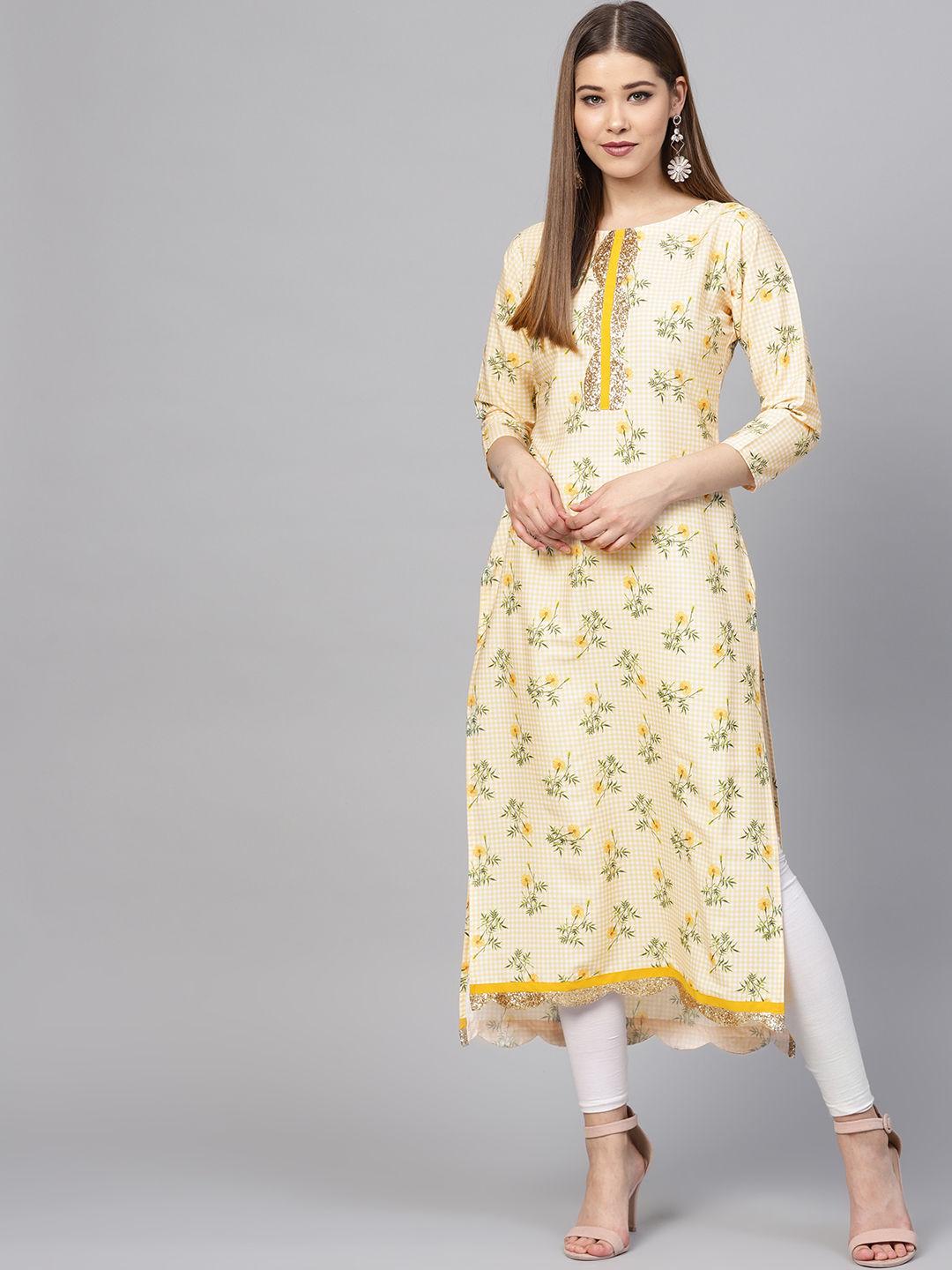 summer yellow straight kurta