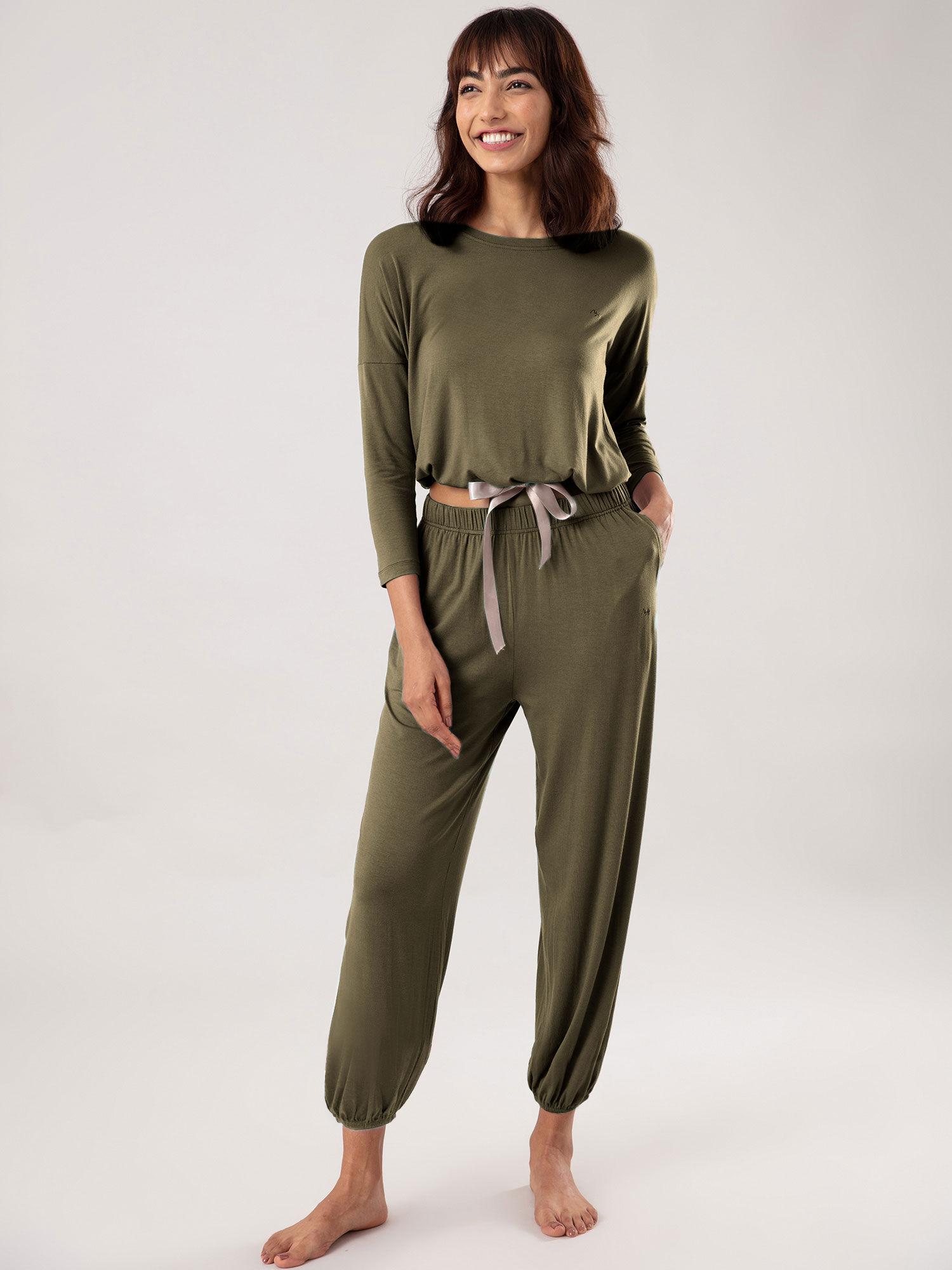 sumptuously soft modal lounge pajama set of 2 nys016-burnt olive