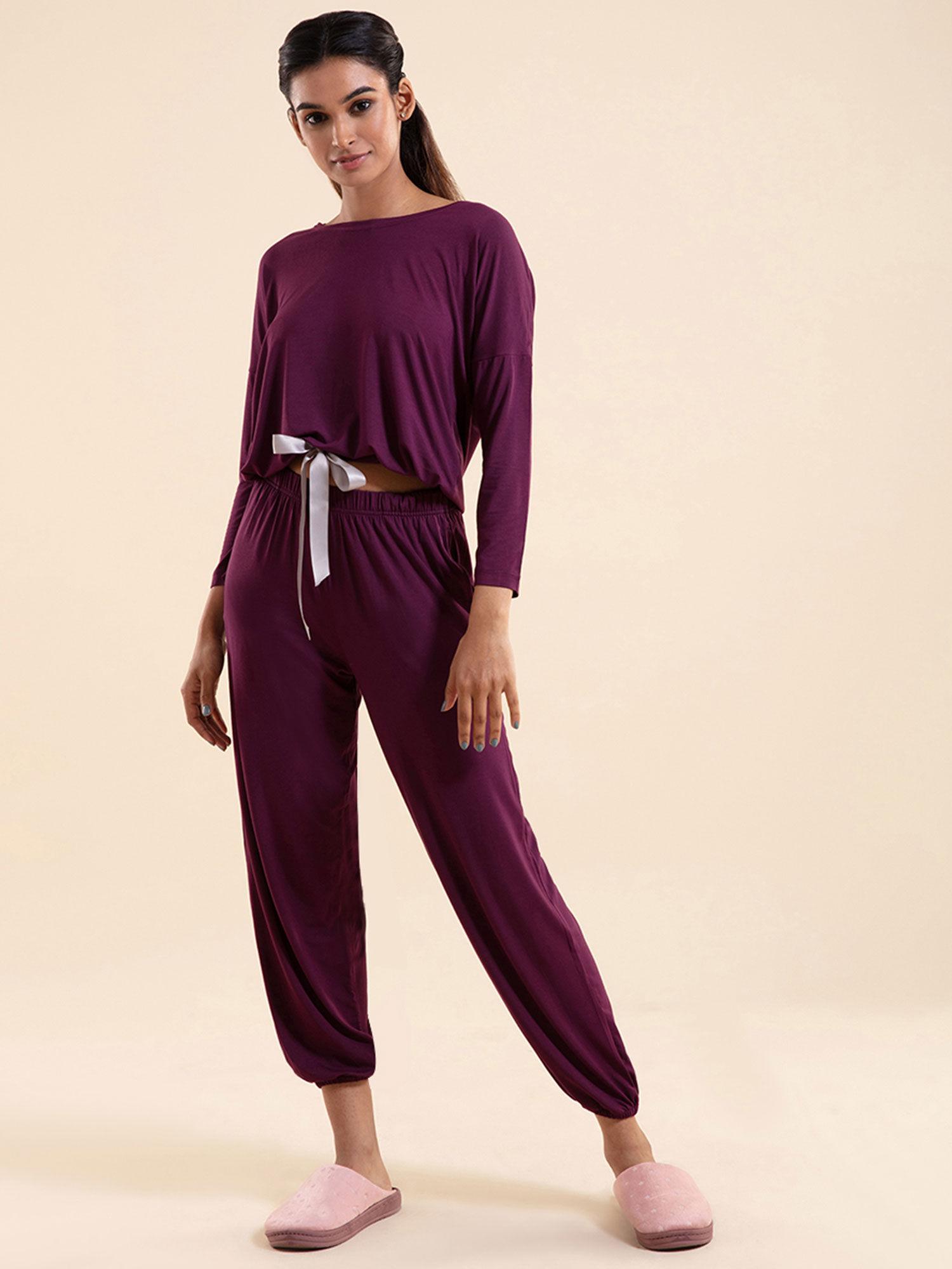 sumptuously soft modal lounge pajama set of 2 nys016-potent purple