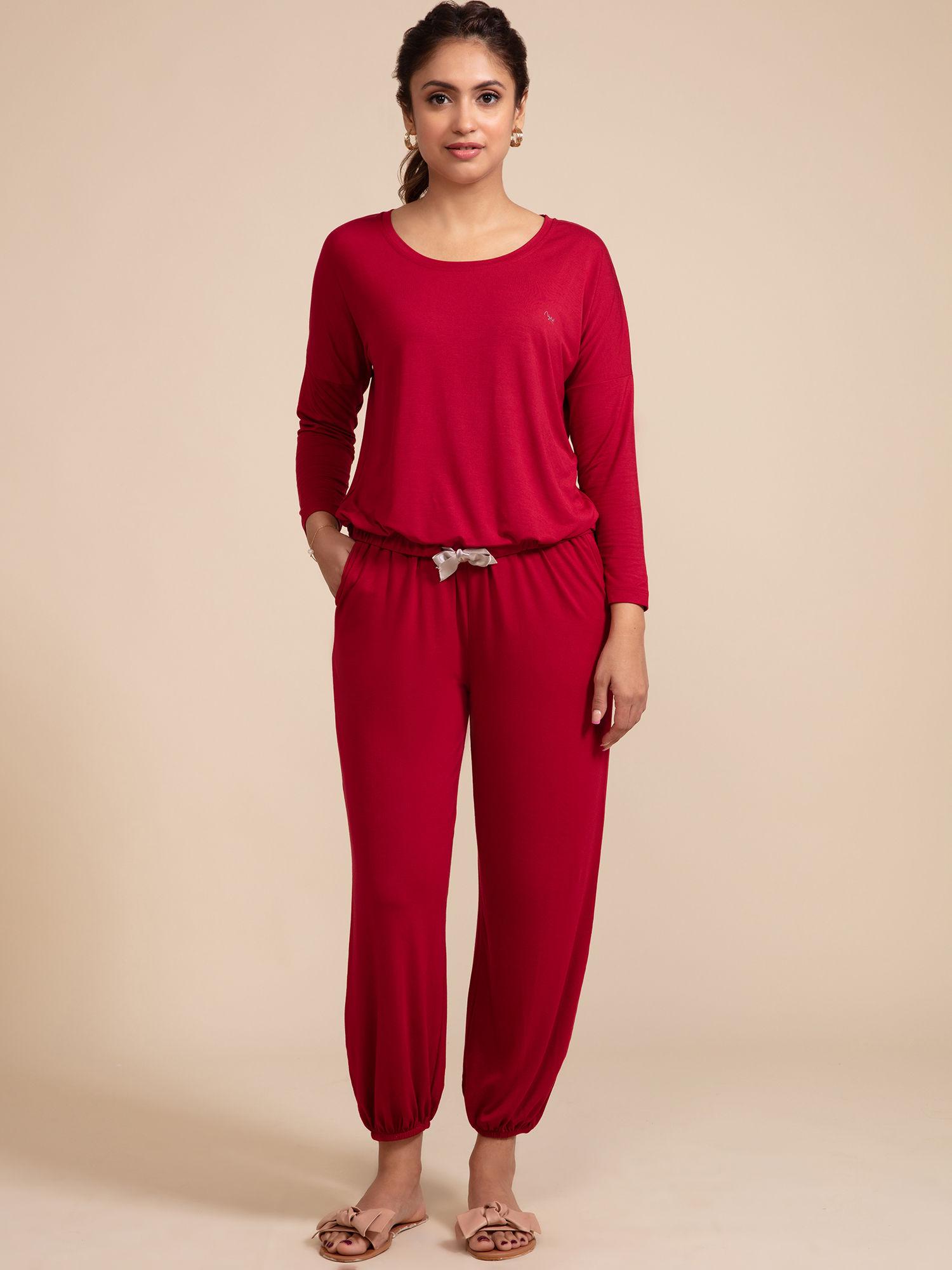 sumptuously soft modal lounge pajama set of 2 nys016-rio red