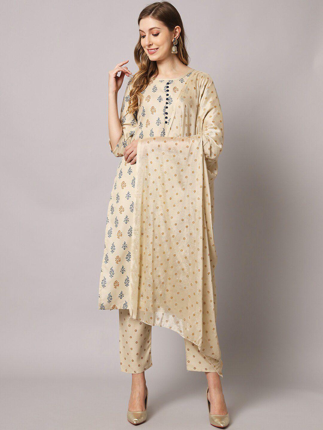 sun fashion and lifestyle ethnic motif printed regular kurta with trousers & with dupatta